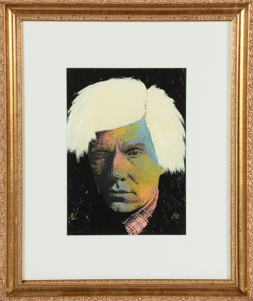 Original Mixed Media Limited Edition Portrait of Andy Warhol