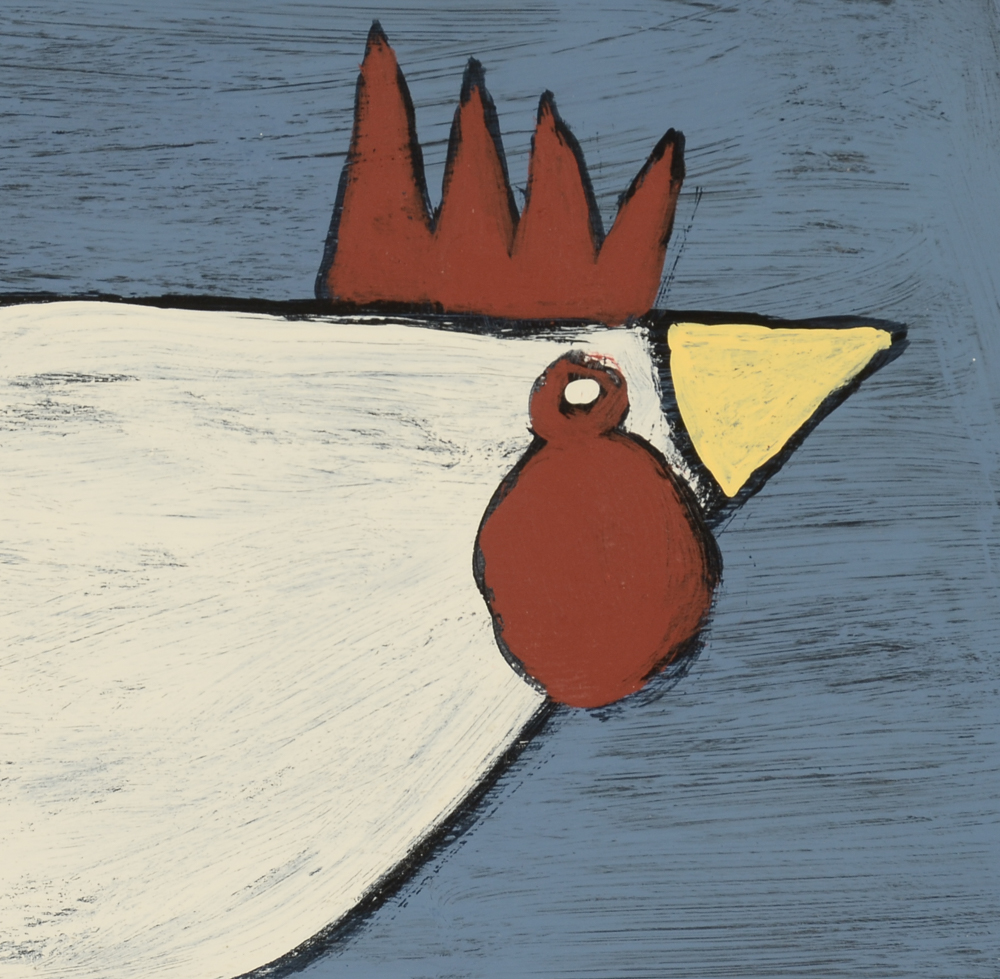 Sweet Tea Original Acrylic Folk Art Painting on Skateboard "Cock-a-Doodle-Doo"