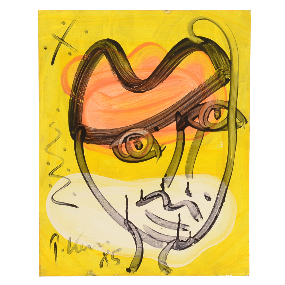 Peter Keil Original 1985 Expressionist Oil on Masonite "Yellow Submarine"