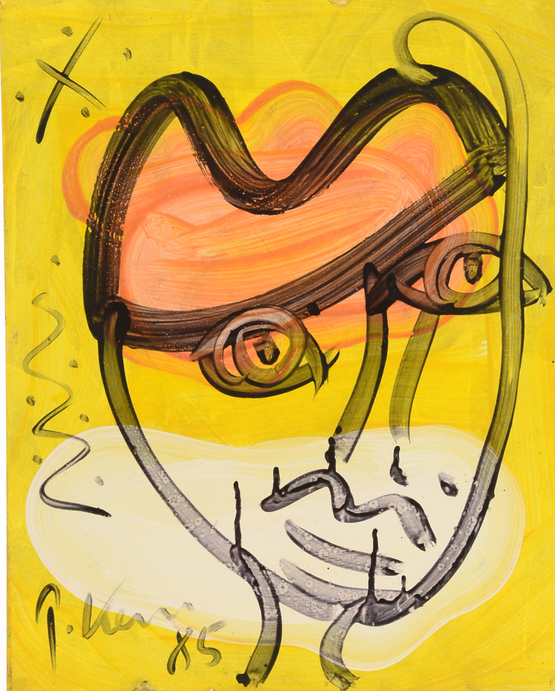 Peter Keil Original 1985 Expressionist Oil on Masonite "Yellow Submarine"