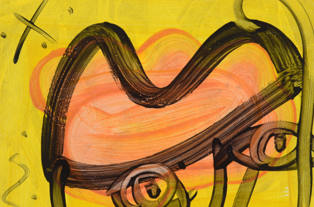 Peter Keil Original 1985 Expressionist Oil on Masonite "Yellow Submarine"