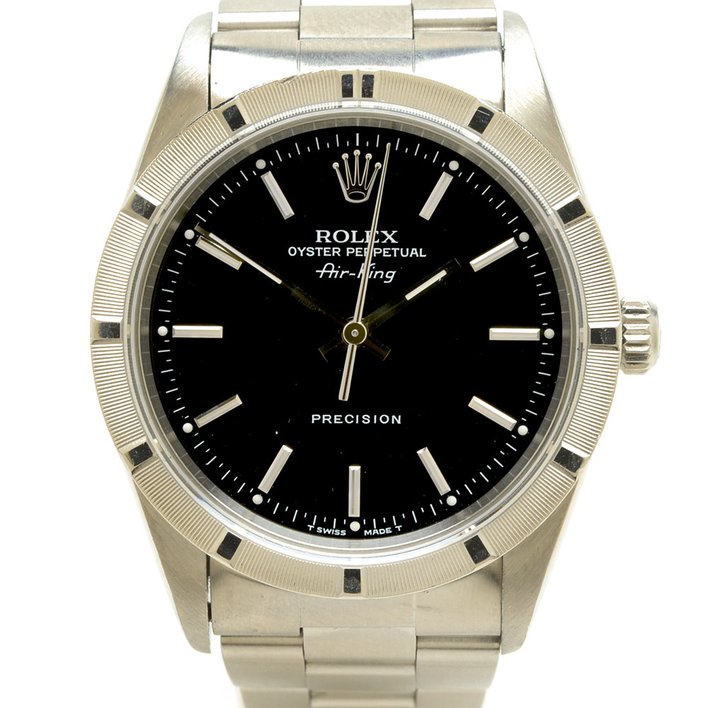 Men's Rolex Perpetual Air-King Stainless Steel Black Index Automatic Watch