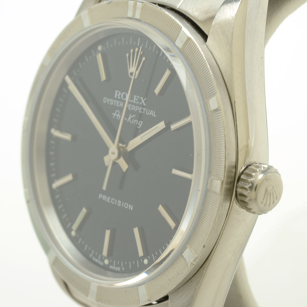 Men's Rolex Perpetual Air-King Stainless Steel Black Index Automatic Watch