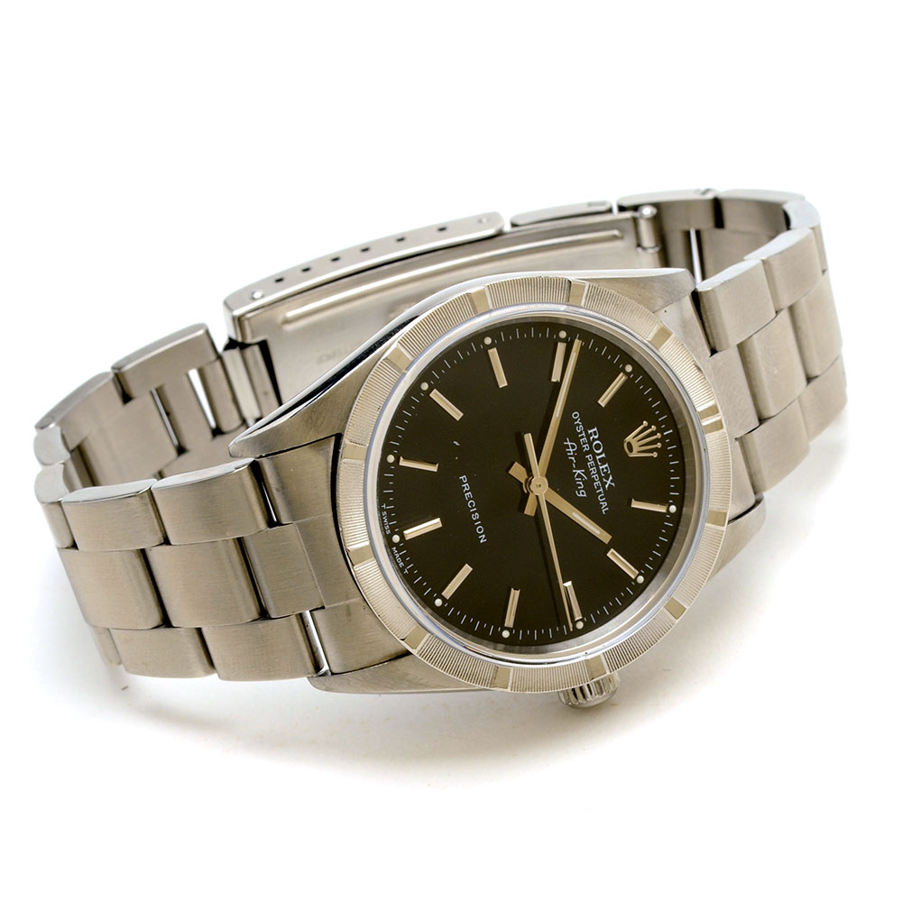 Men's Rolex Perpetual Air-King Stainless Steel Black Index Automatic Watch