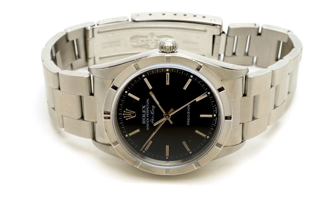 Men's Rolex Perpetual Air-King Stainless Steel Black Index Automatic Watch