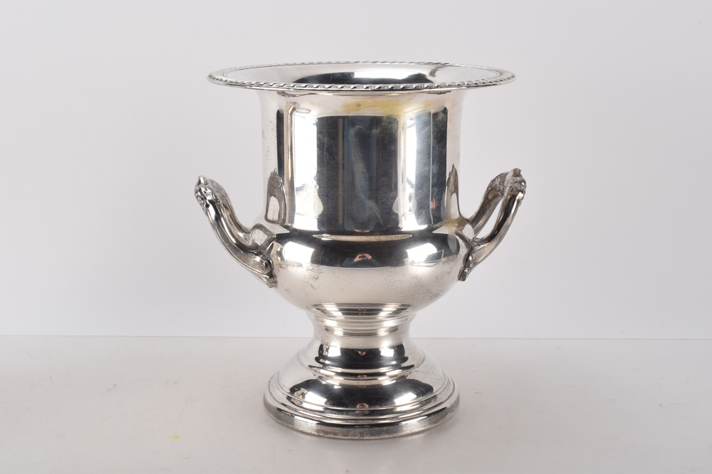 "Eales 1779" Leonard Silver Plate Champagne Cooler, Water Pitcher, and Round Tray
