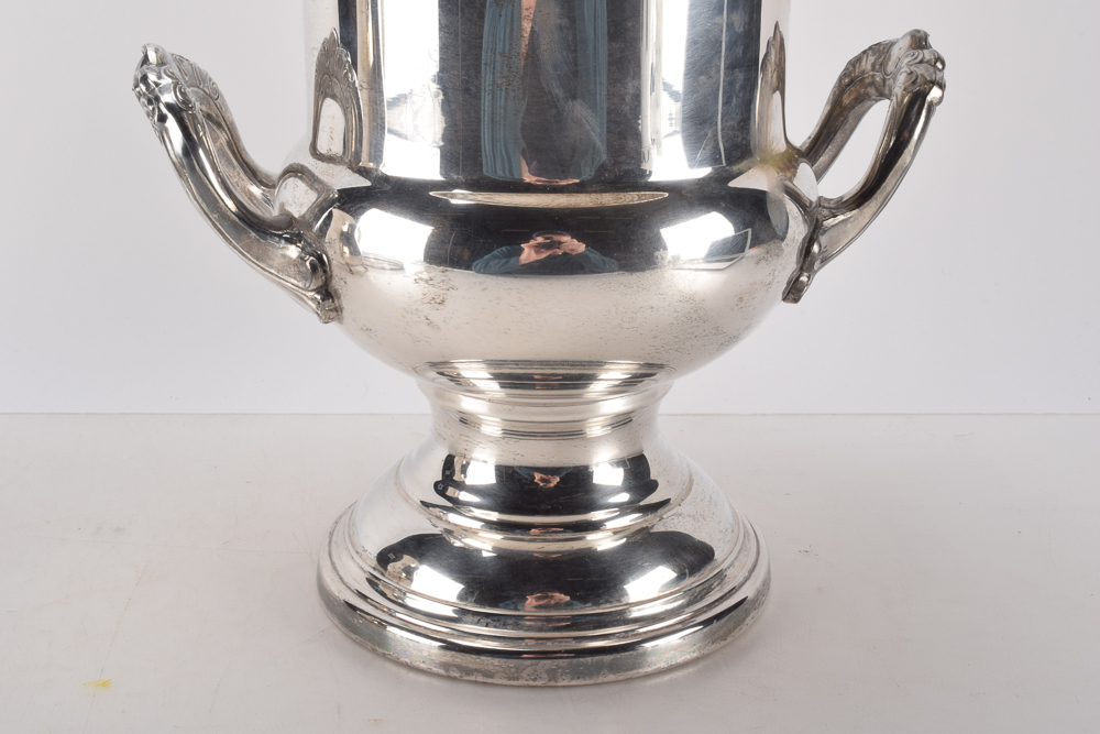 "Eales 1779" Leonard Silver Plate Champagne Cooler, Water Pitcher, and Round Tray
