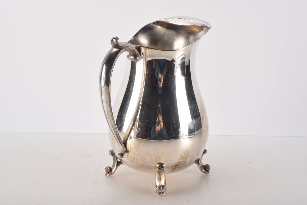 "Eales 1779" Leonard Silver Plate Champagne Cooler, Water Pitcher, and Round Tray