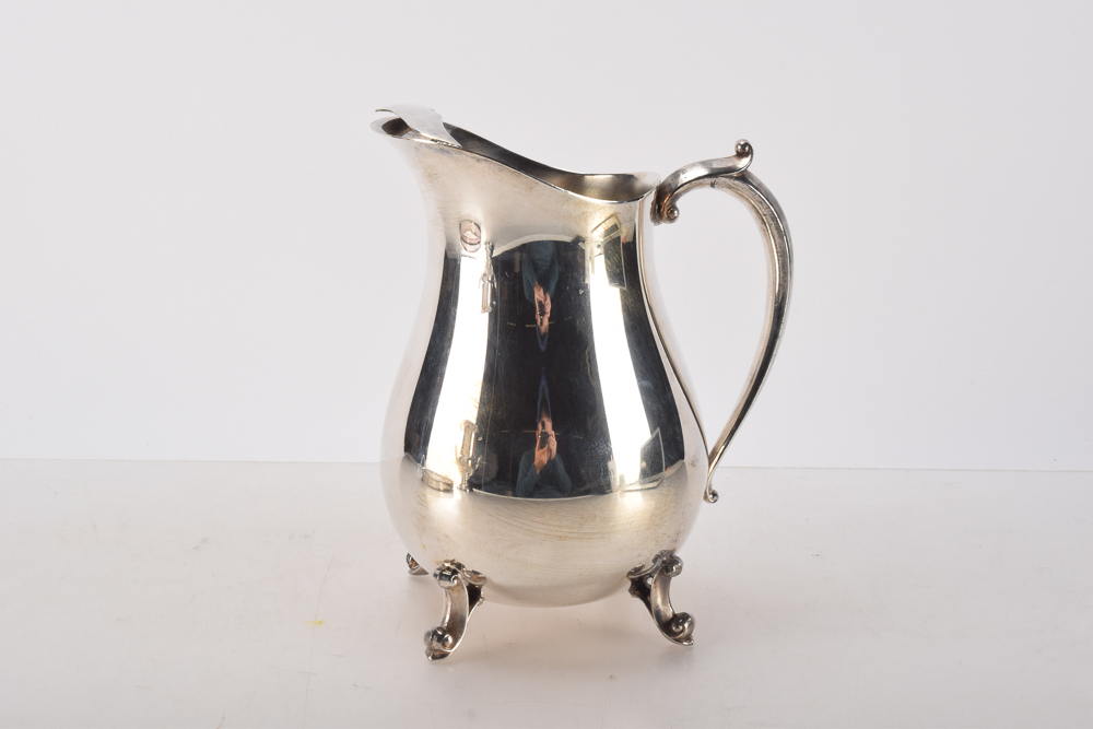 "Eales 1779" Leonard Silver Plate Champagne Cooler, Water Pitcher, and Round Tray