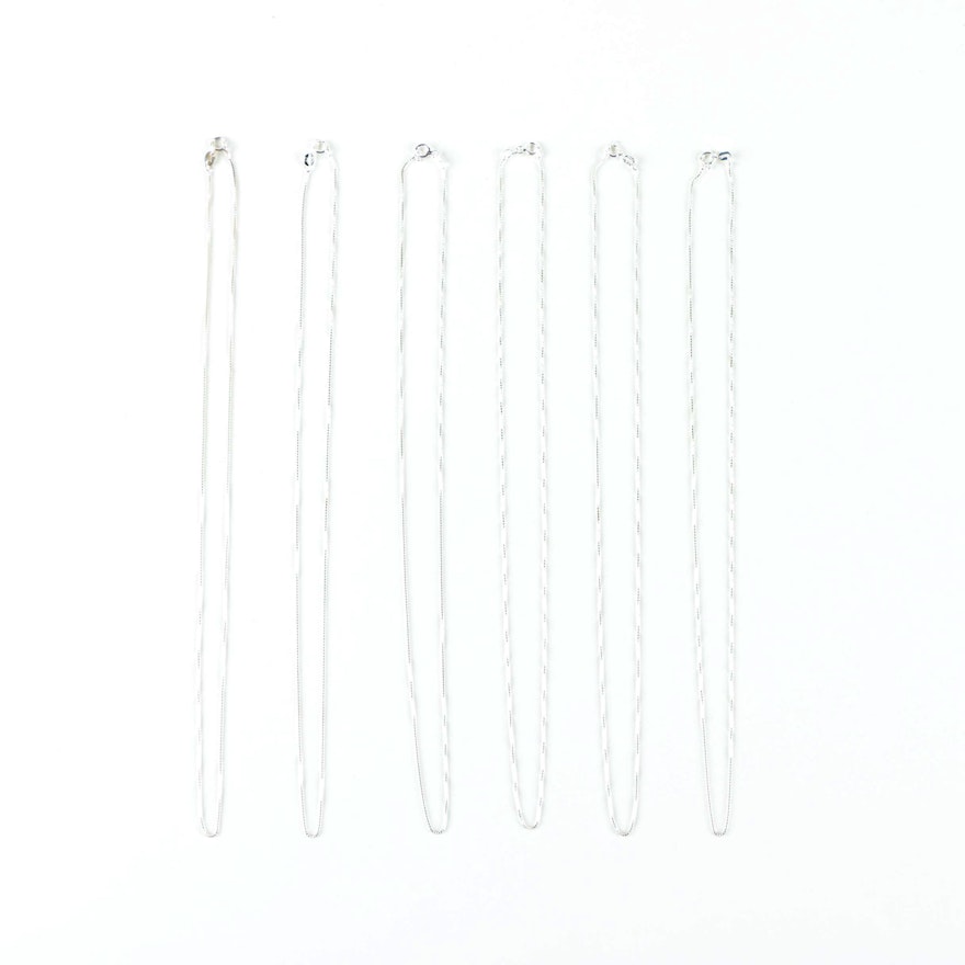 Collection of Six Sterling Silver Chains
