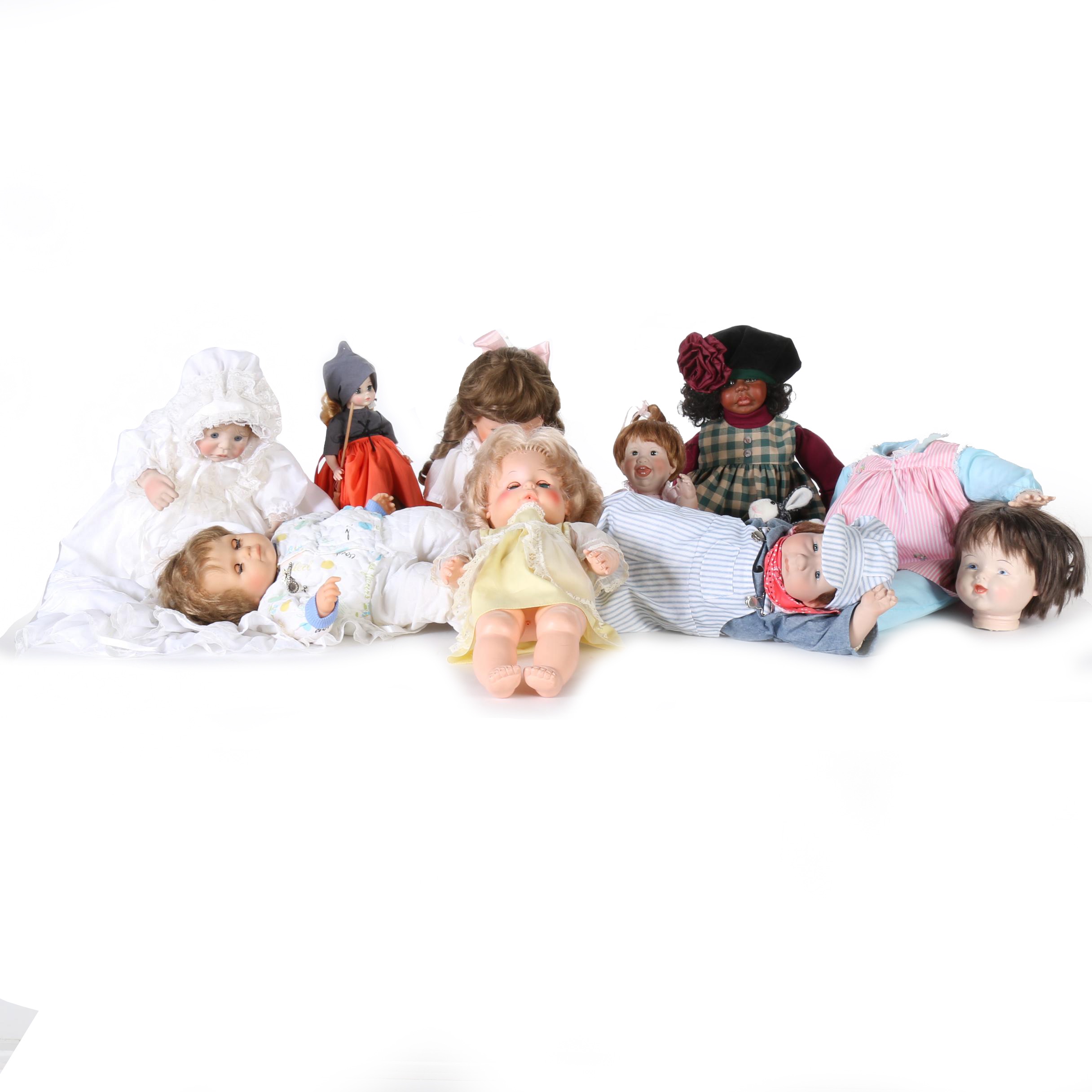 Variety of Vintage and Contemporary Composition Dolls