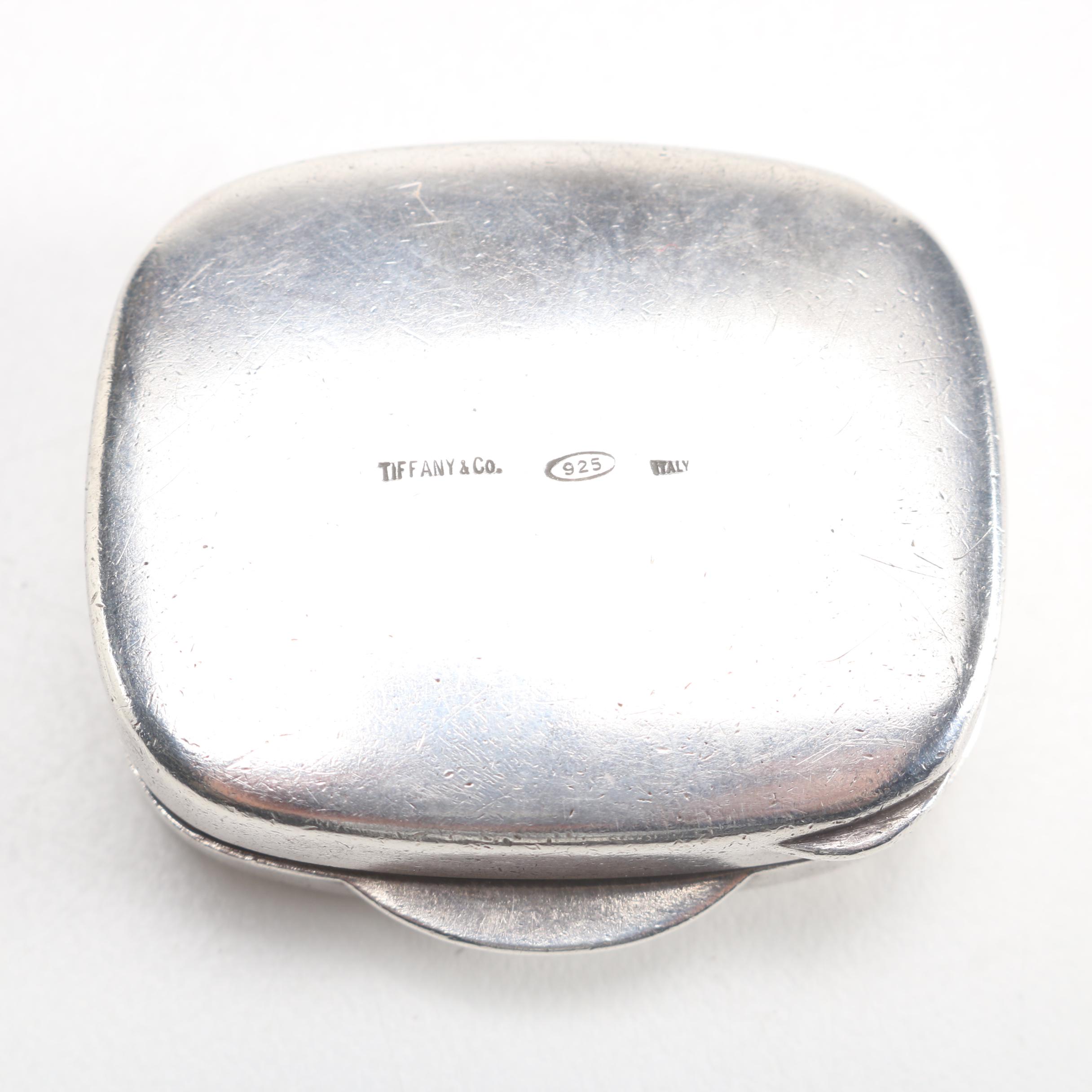 Tiffany & Co. Engine-Turned Sterling Silver Pill Box