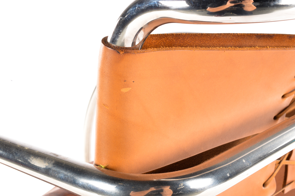 "MR20" Tubular Metal and Leather Chair by Knoll