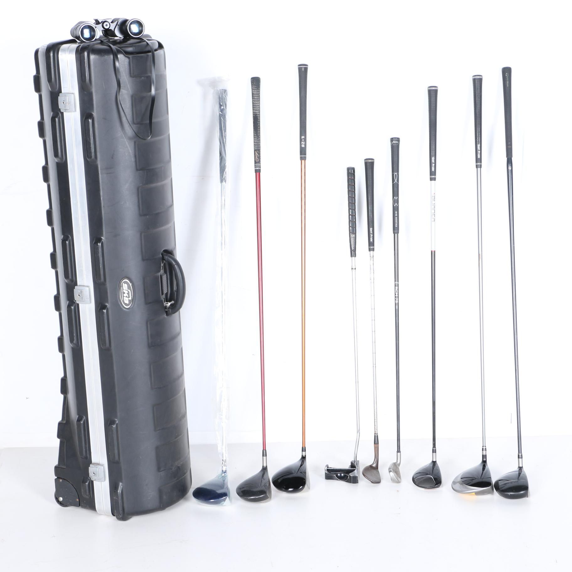 Golf Clubs and Case With Bushnell Binoculars