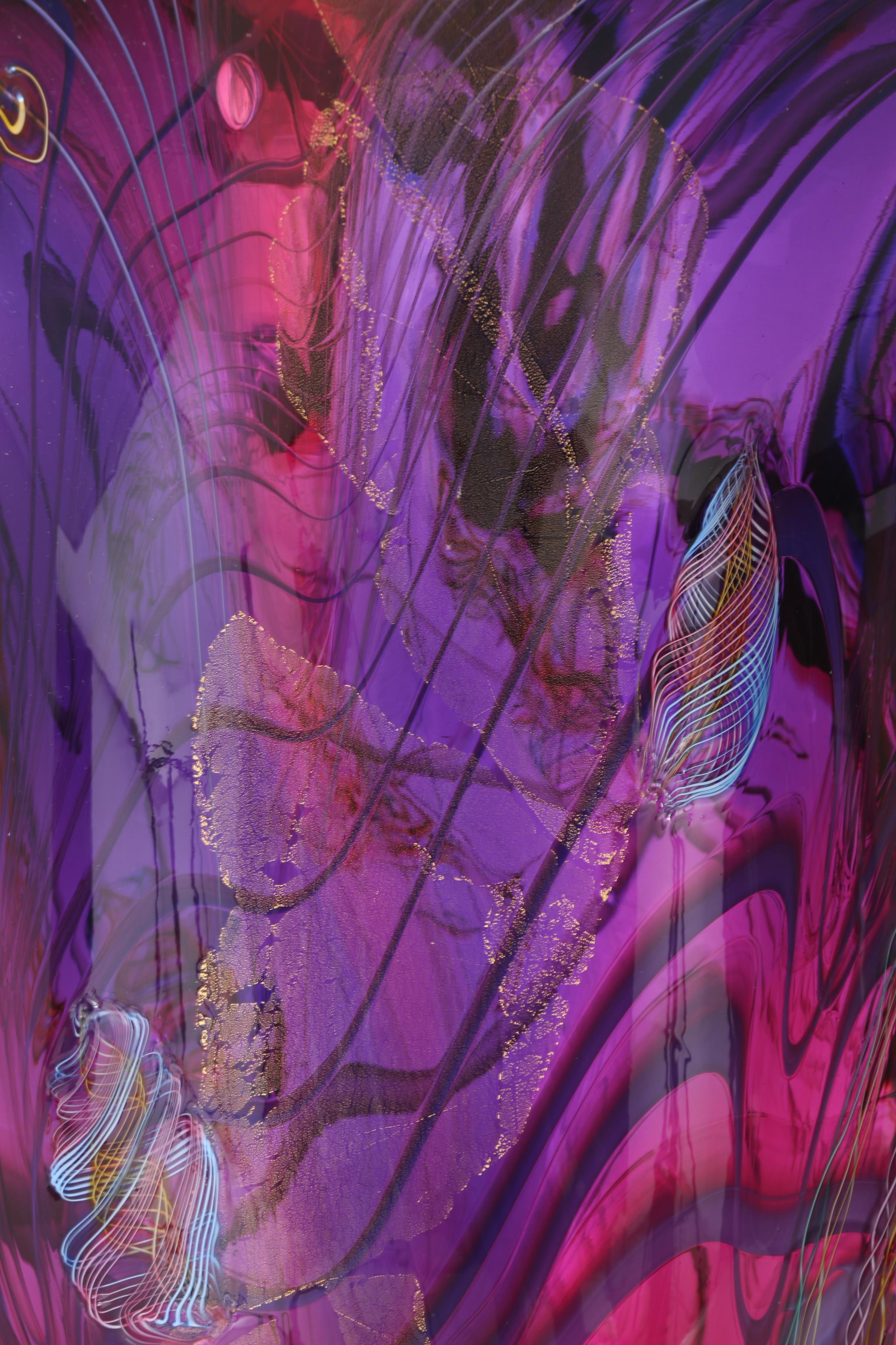 Dutch Schulze "Dreamscape" Art Glass Vase in Purple and Red