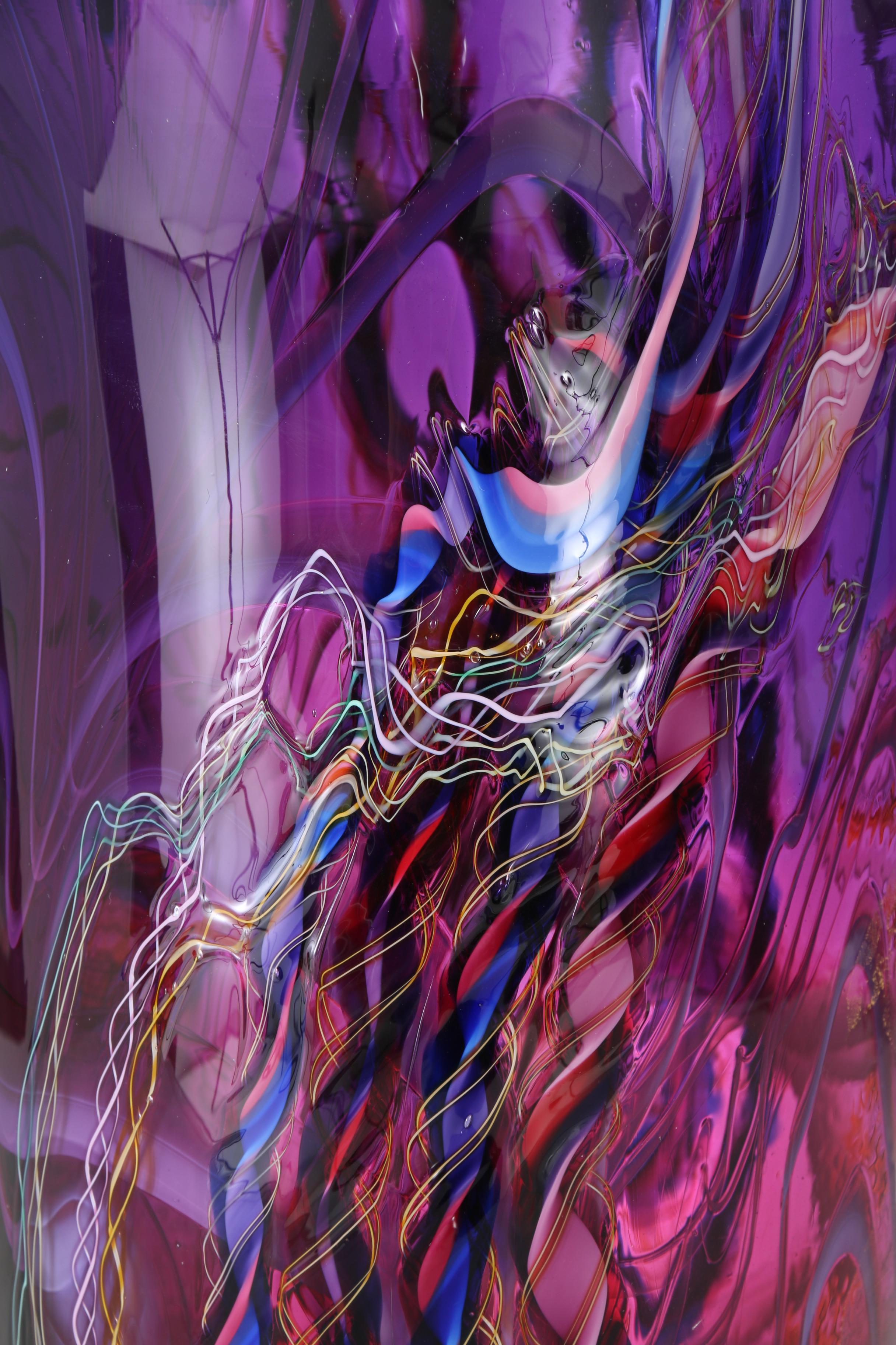 Dutch Schulze "Dreamscape" Art Glass Vase in Purple and Red