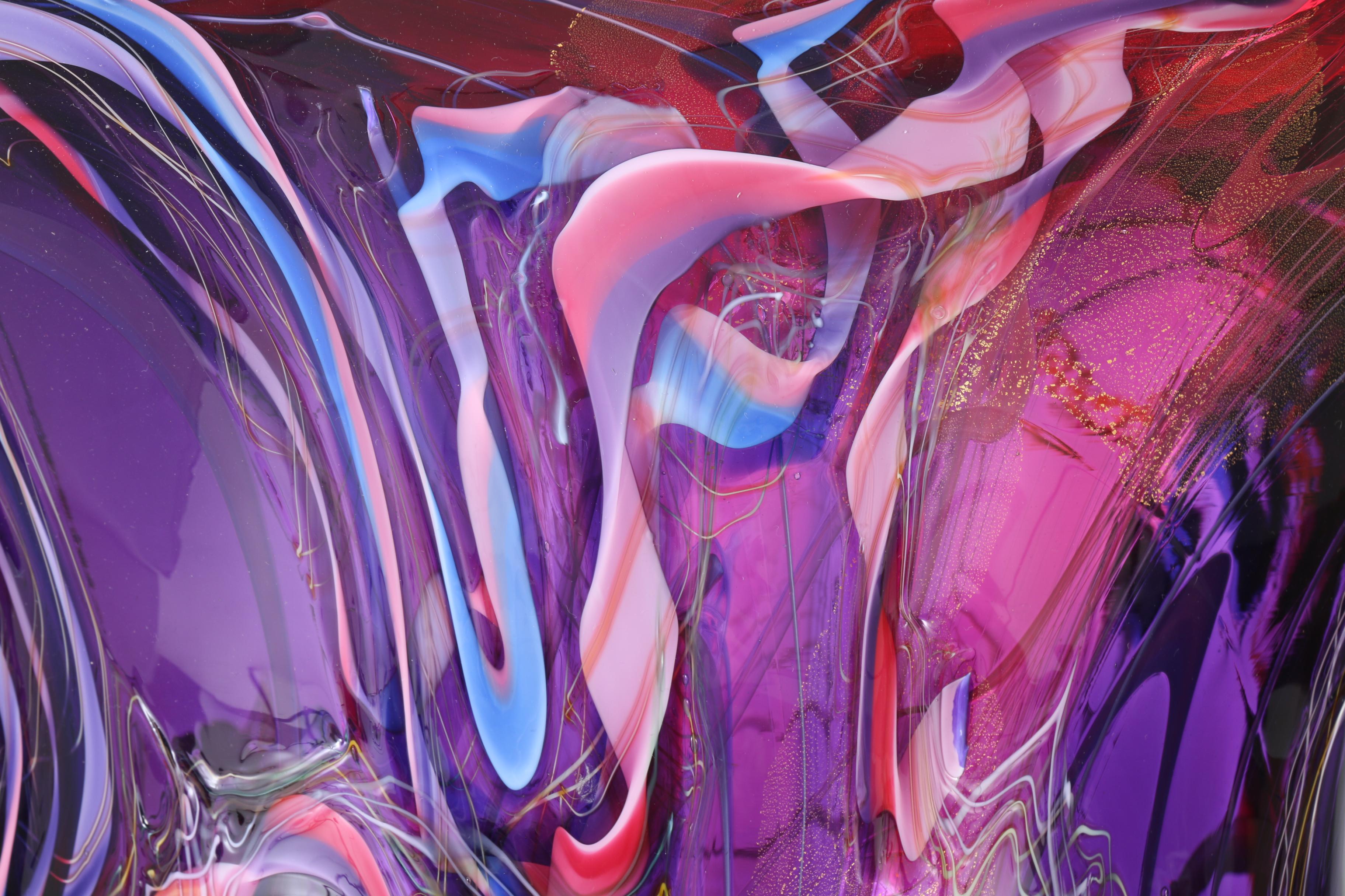 Dutch Schulze "Dreamscape" Art Glass Vase in Purple and Red