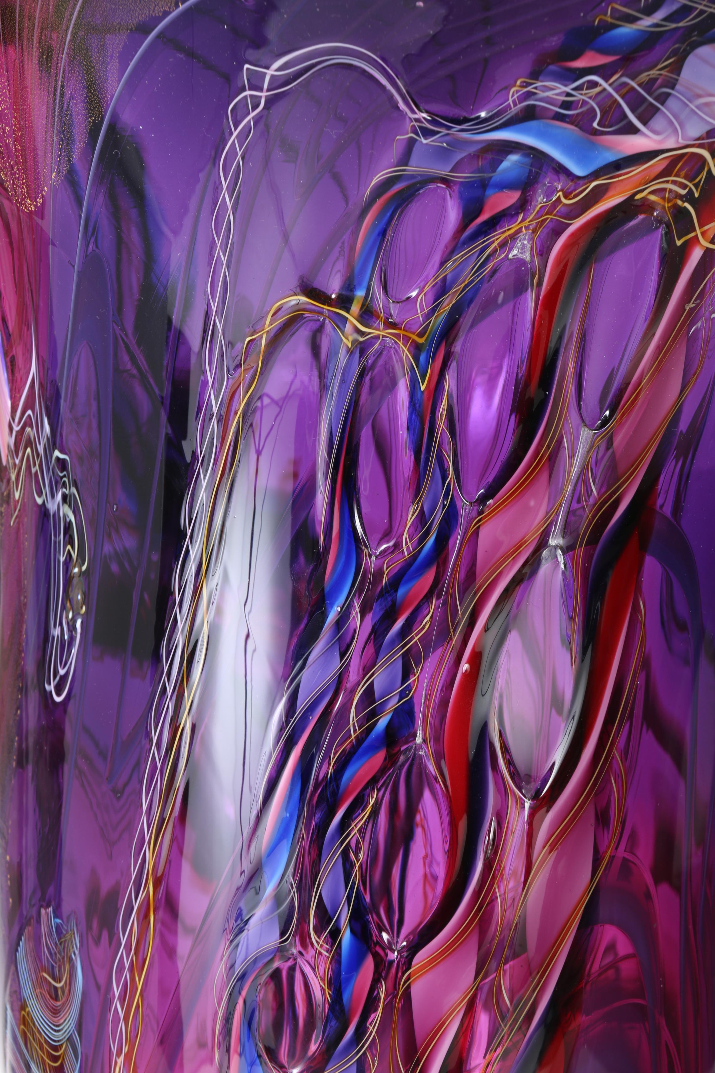 Dutch Schulze "Dreamscape" Art Glass Vase in Purple and Red