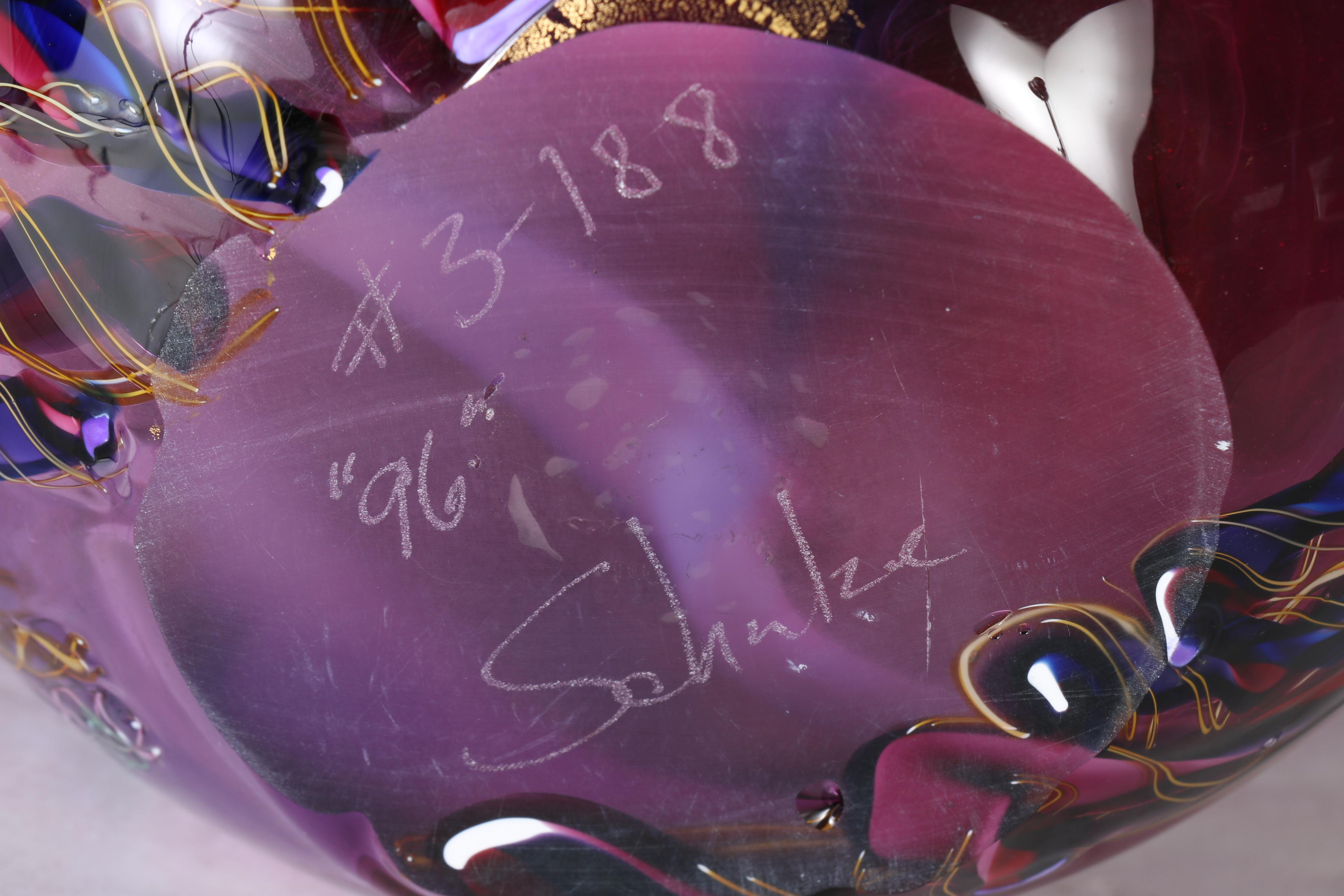 Dutch Schulze "Dreamscape" Art Glass Vase in Purple and Red