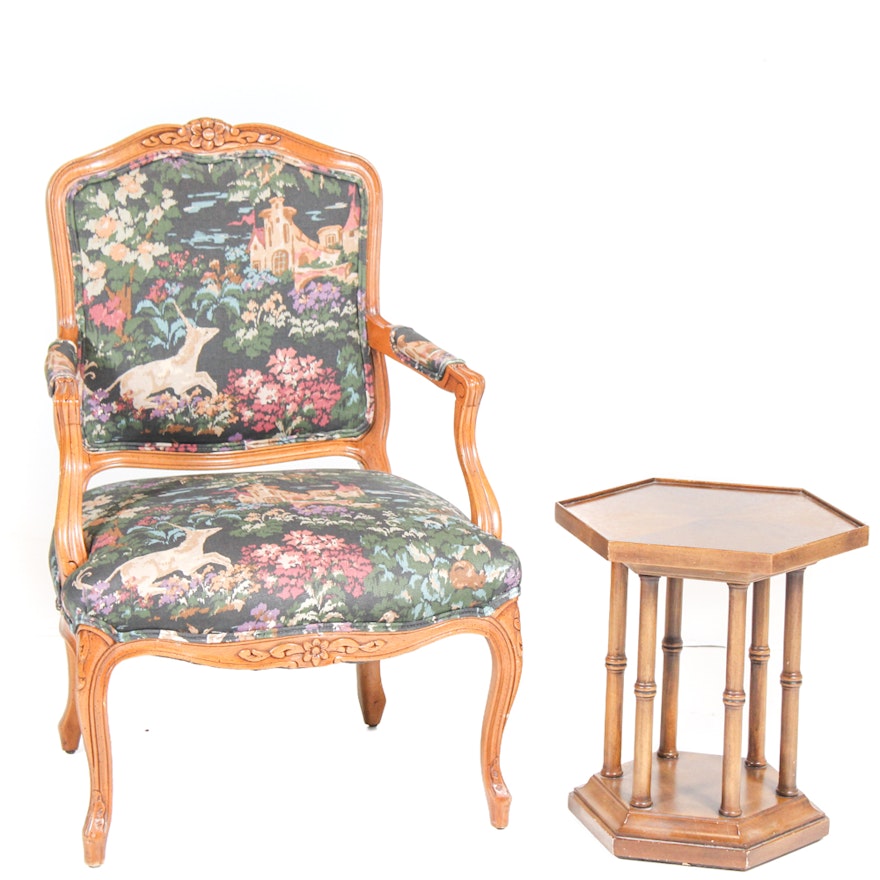 French Provencal Style Chair and Accent Table