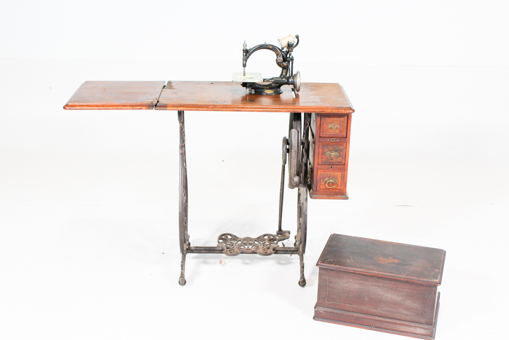 Antique  Wilcox & Gibbs Sewing Table and Machine