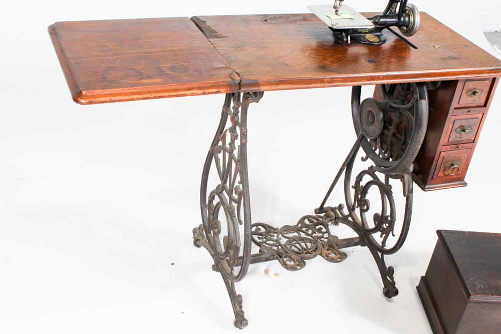 Antique  Wilcox & Gibbs Sewing Table and Machine