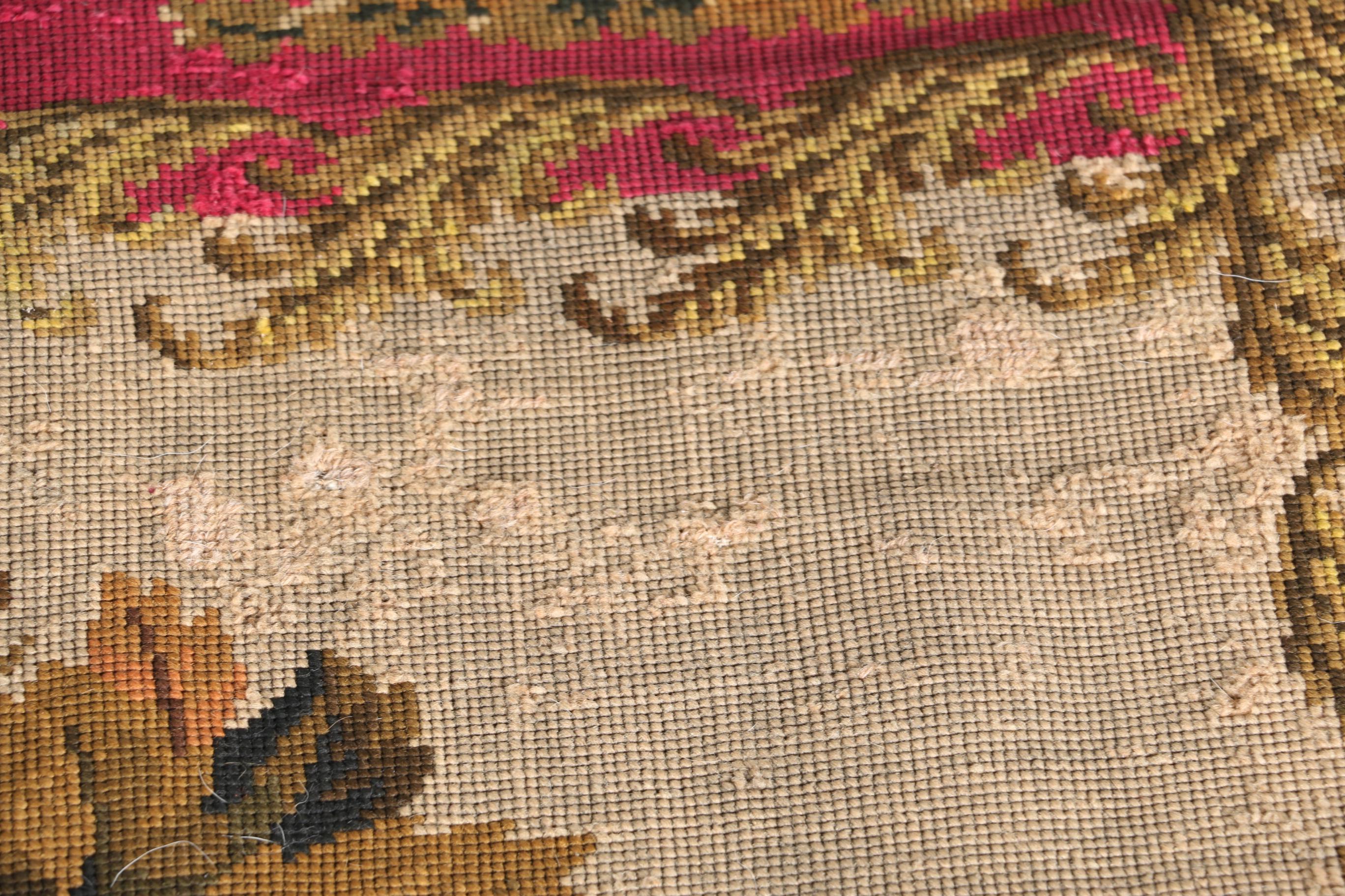 Antique Needlepoint Aubusson Carpet Runner