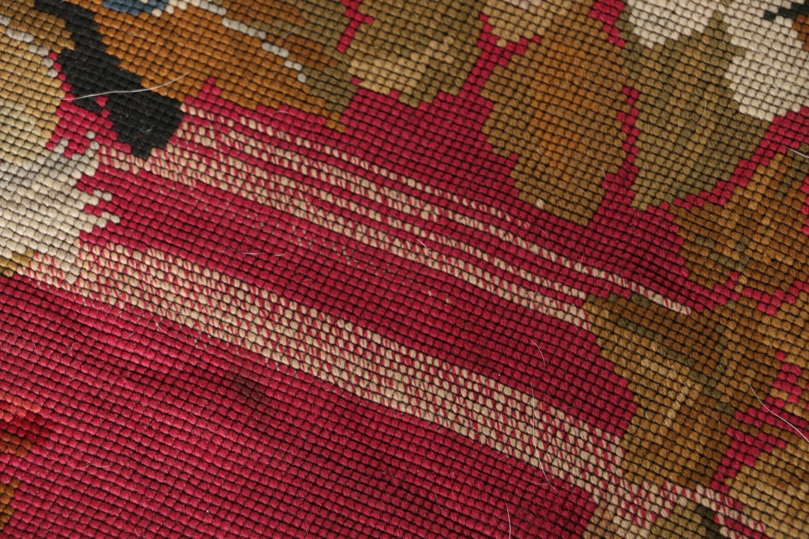 Antique Needlepoint Aubusson Carpet Runner