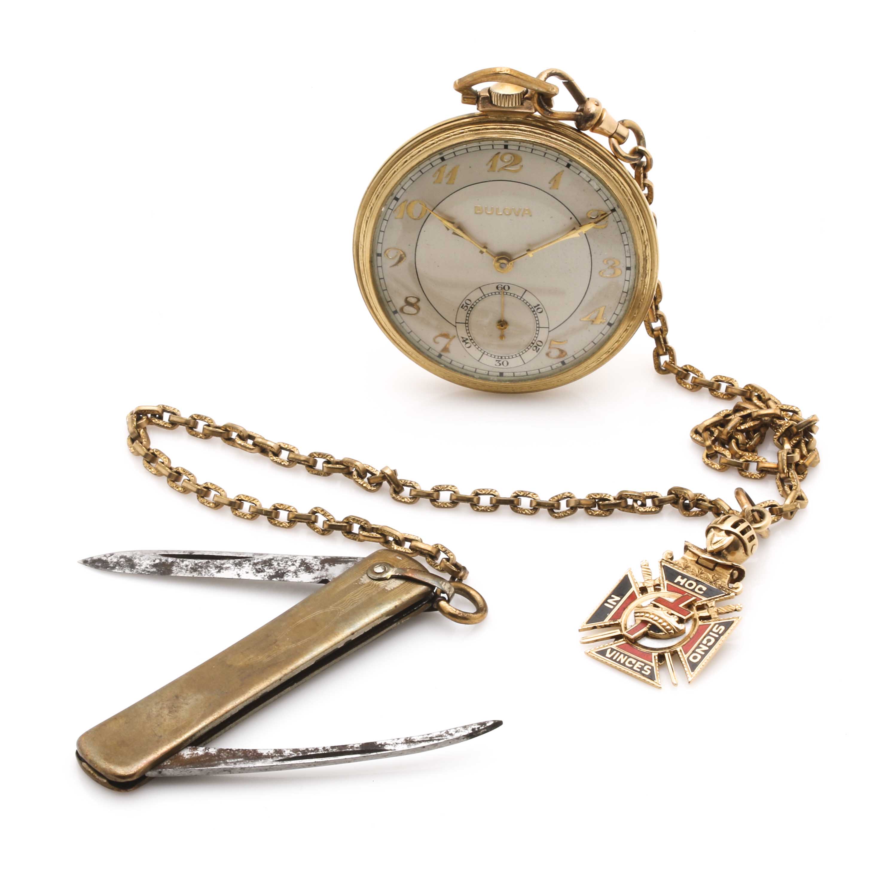 Gold Filled Bulova Pocket Watch and Knife EBTH