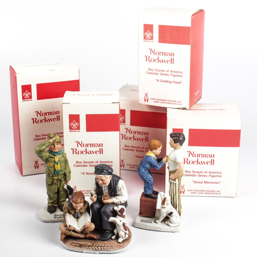 Vintage Norman Rockwell Scouting USA Figurines