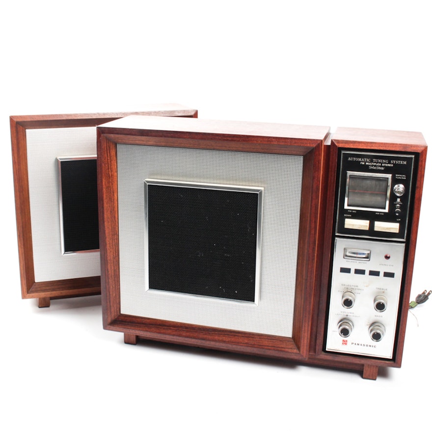 Vintage Teak Panasonic Model RE-787 Stereo and Speaker