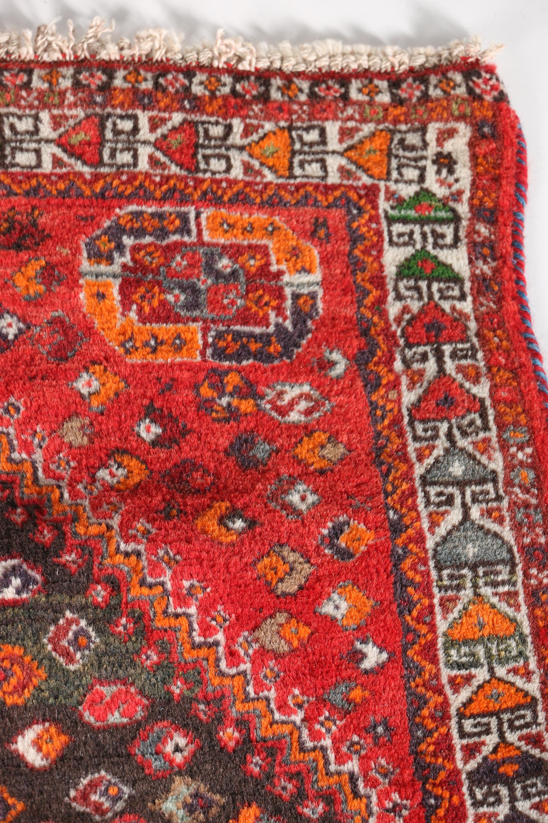 Vintage Hand-Knotted Abadeh Accent Rug