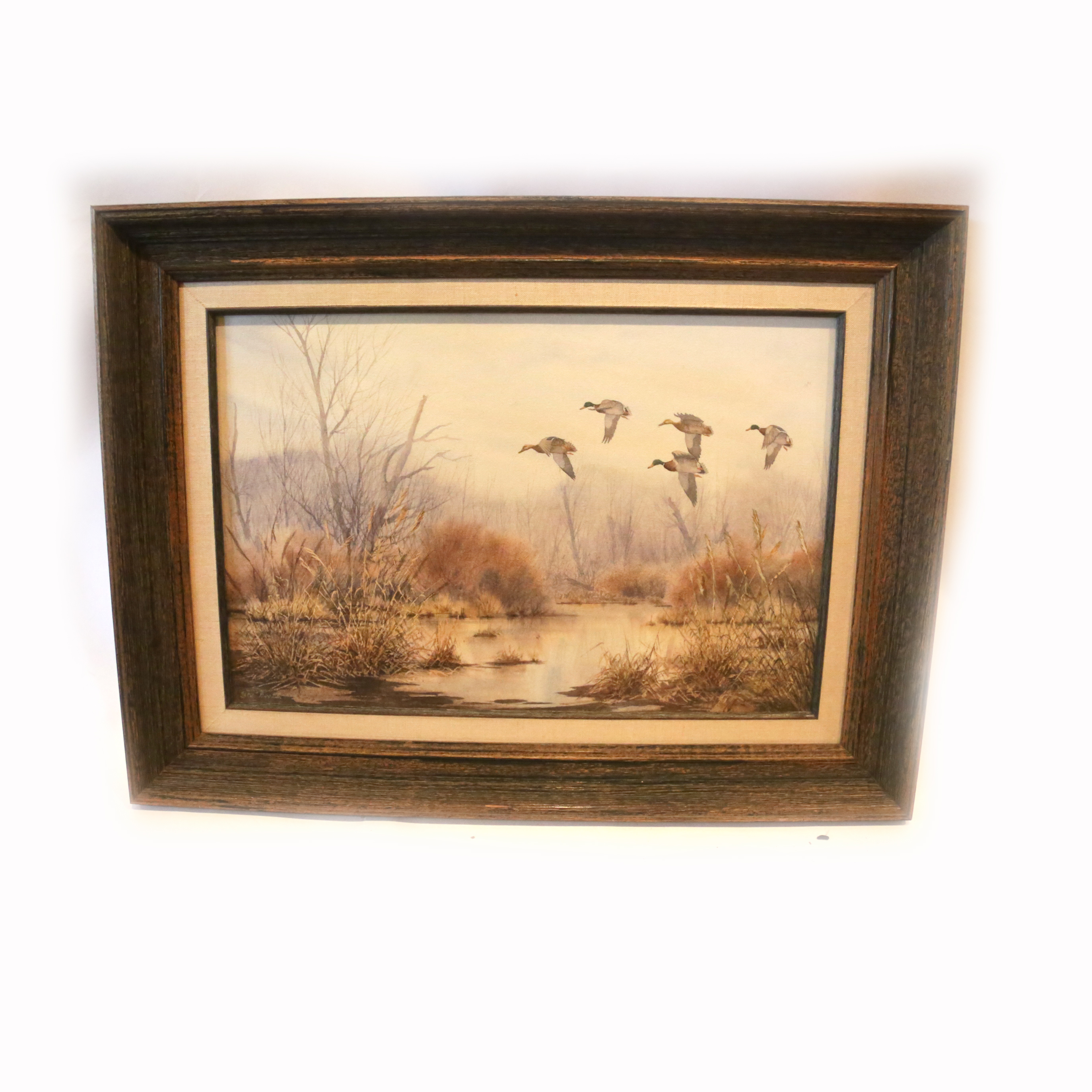 Herb Booth Original Watercolor on Paper of Flying Ducks