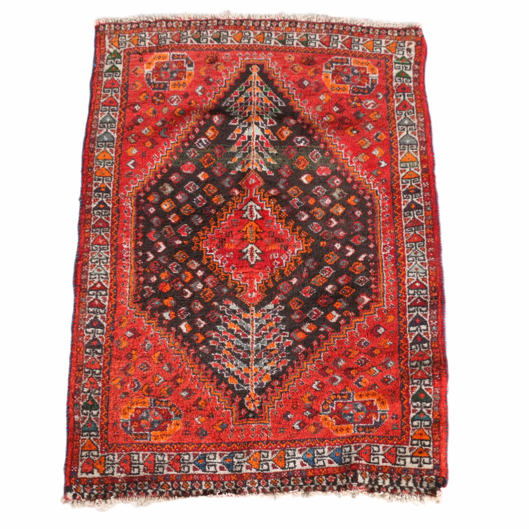 Vintage Hand-Knotted Abadeh Accent Rug