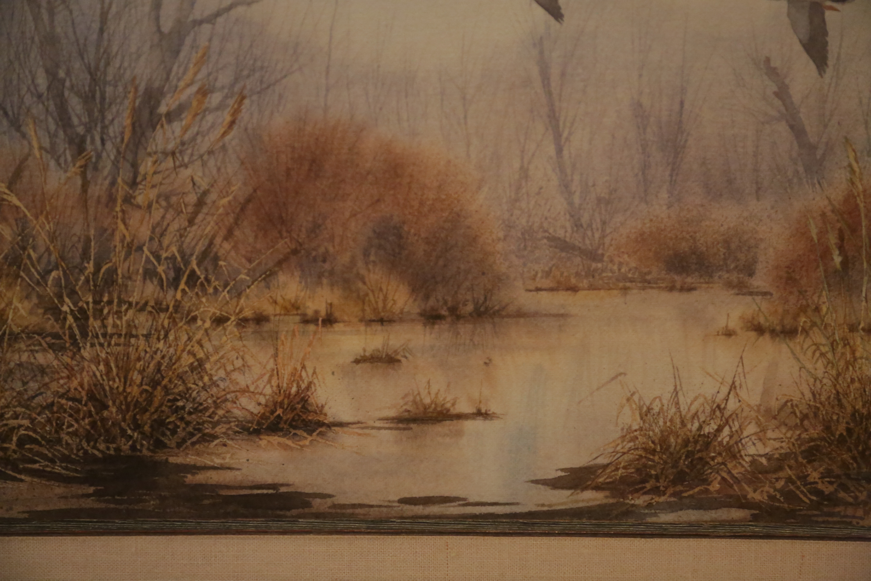 Herb Booth Original Watercolor on Paper of Flying Ducks