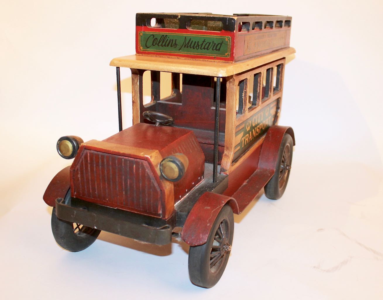Large Wood Decor Replica of Early 20th Century City Transport Bus