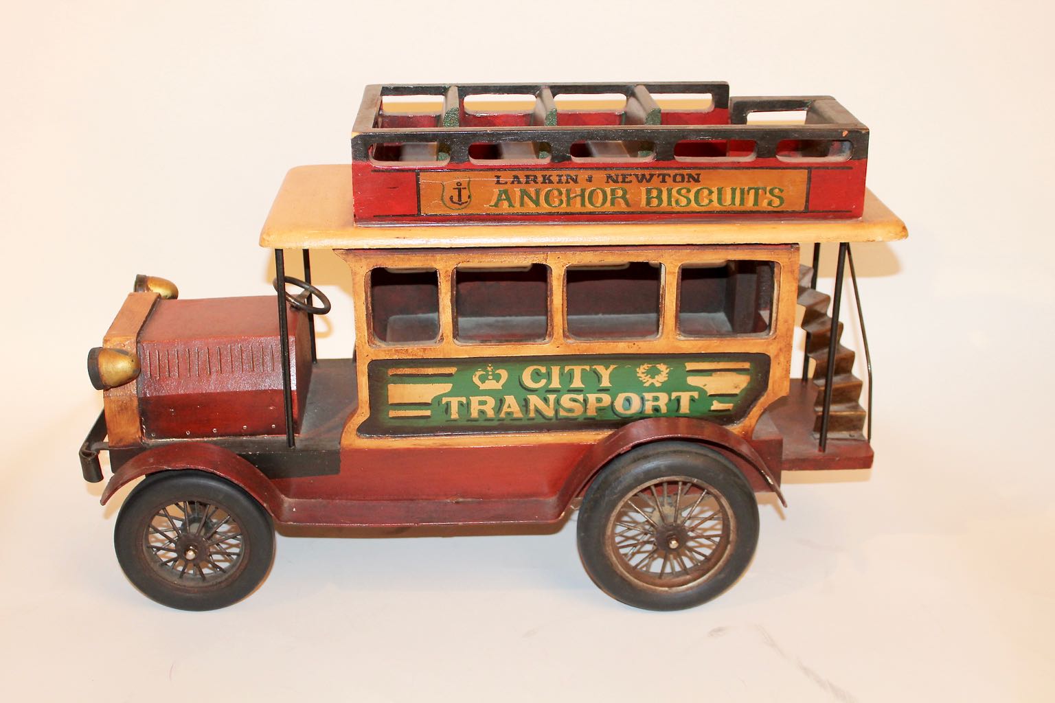 Large Wood Decor Replica of Early 20th Century City Transport Bus