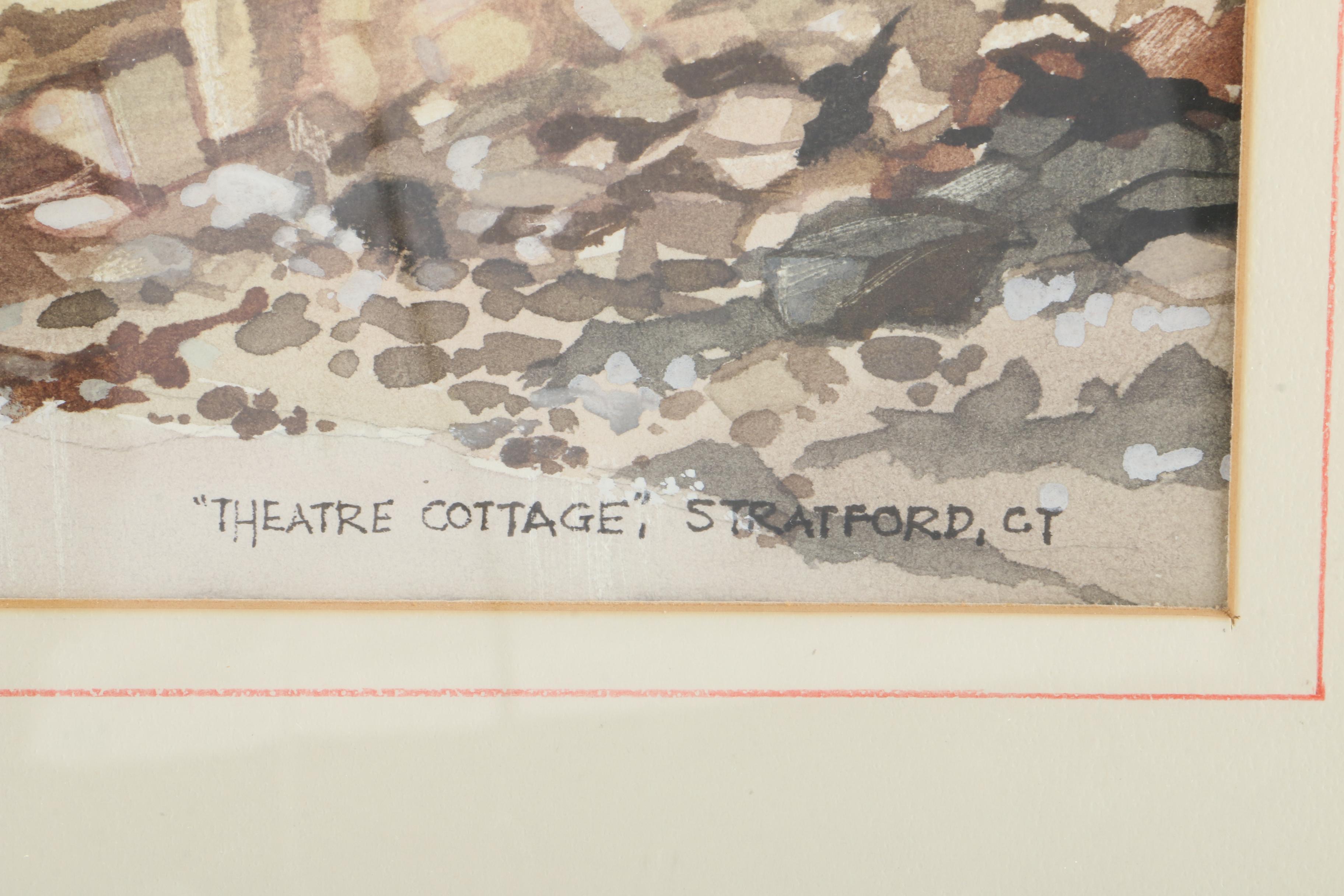 Denise Huot Watercolor on Paper "Theatre Cottage, Stratford, CT"