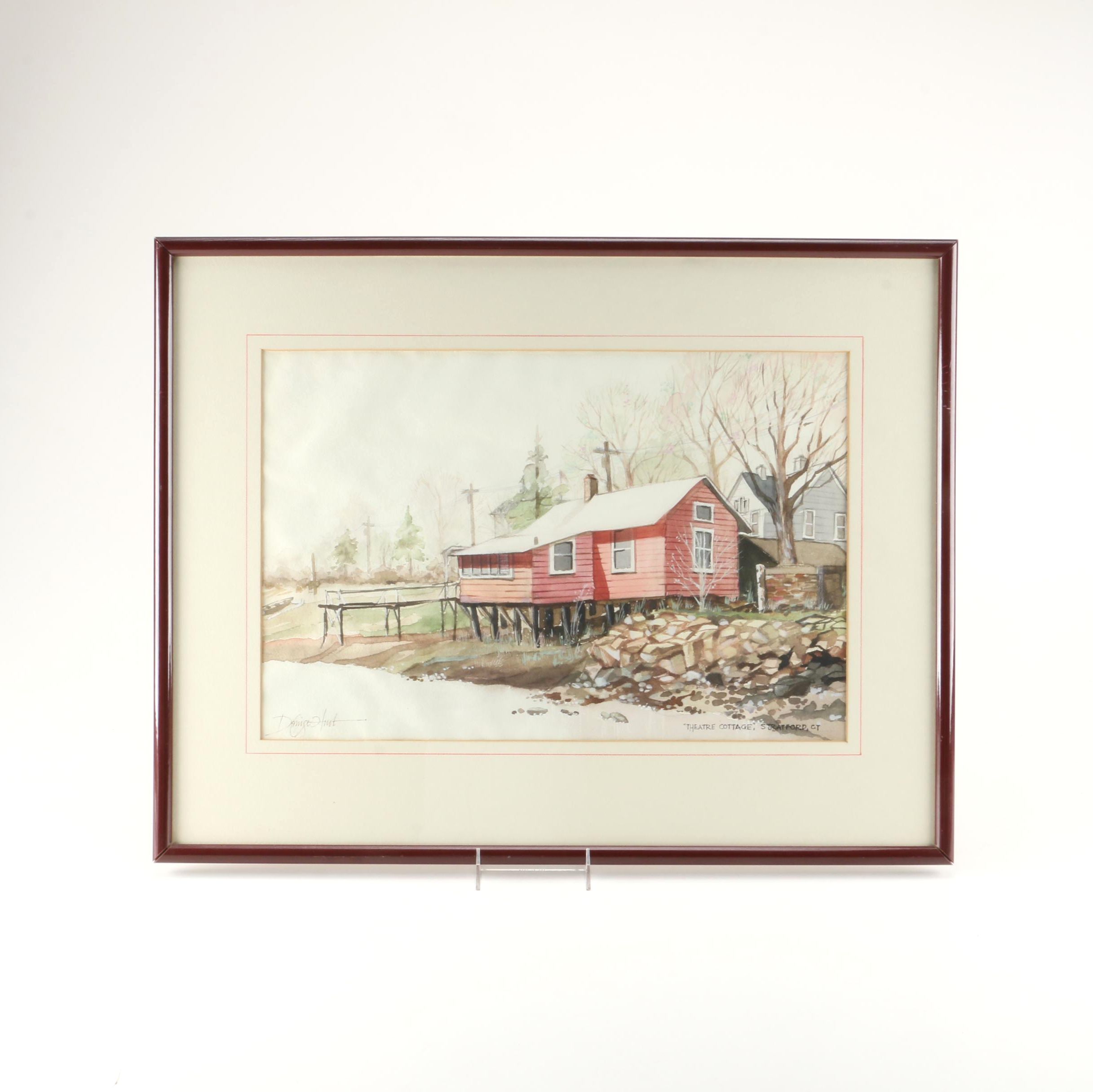 Denise Huot Watercolor on Paper "Theatre Cottage, Stratford, CT"