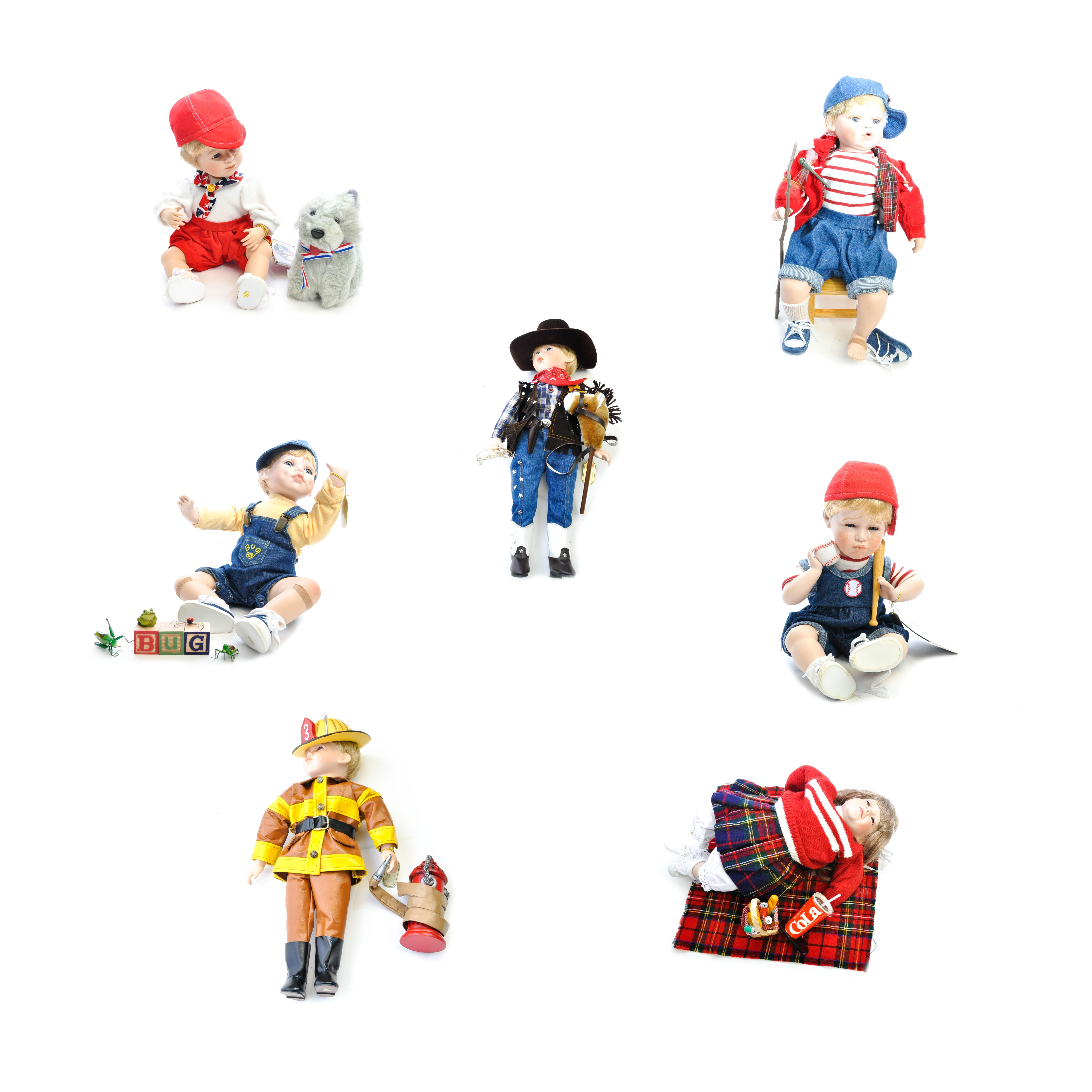 Seven Gustave Wolff Sculpted Dolls