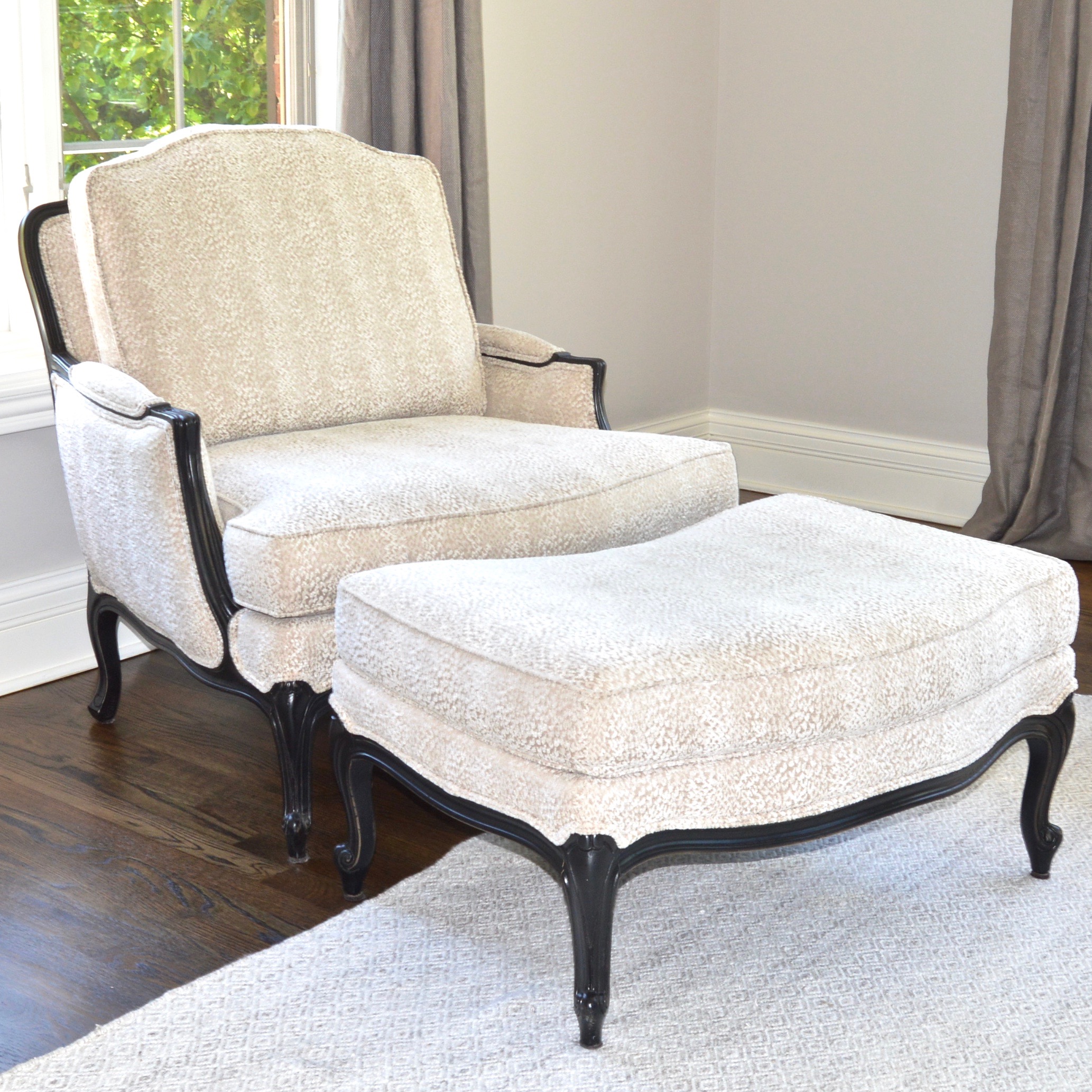"Versailles" Chair and Ottoman by Ethan Allen