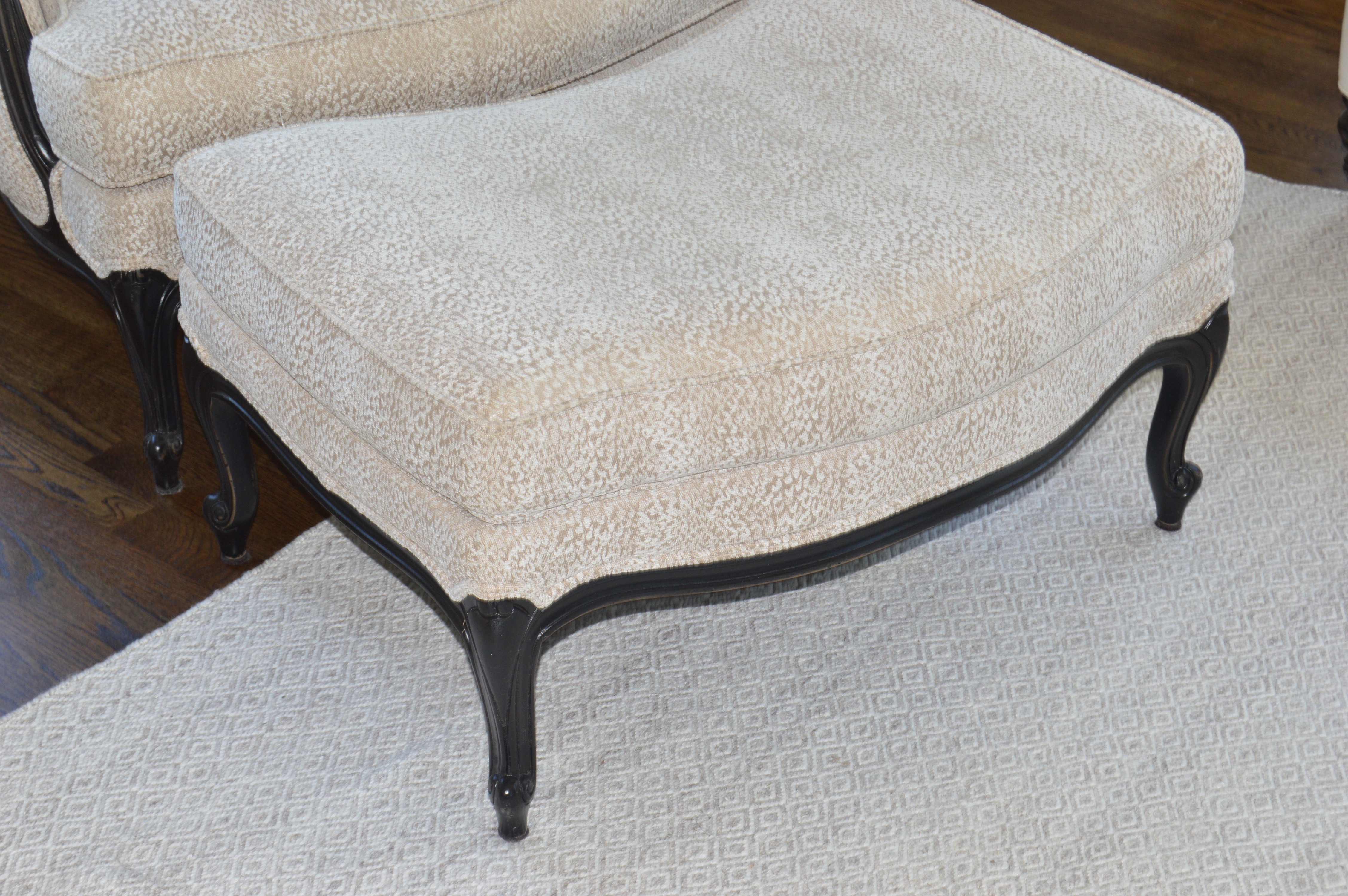 "Versailles" Chair and Ottoman by Ethan Allen