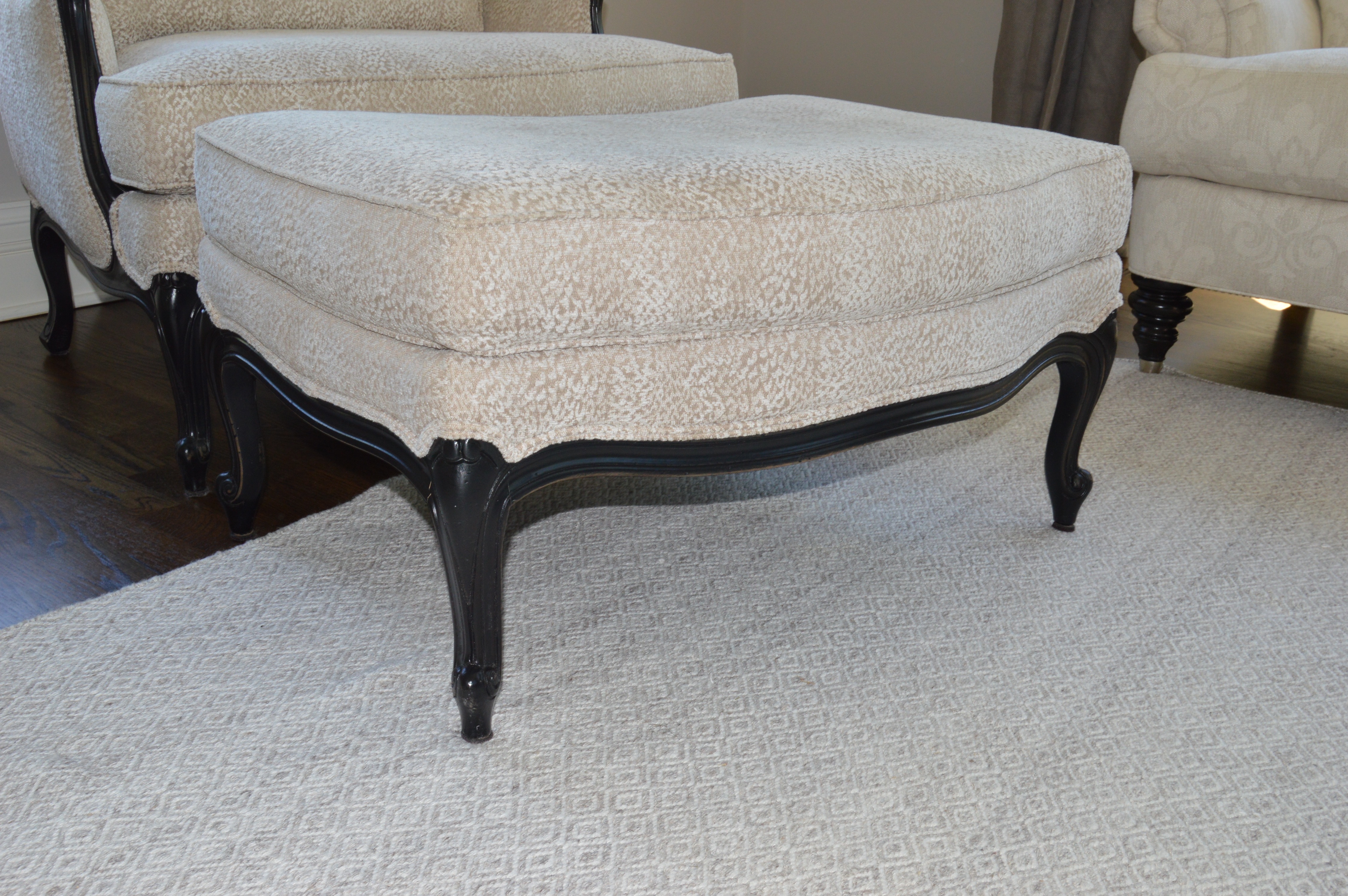 "Versailles" Chair and Ottoman by Ethan Allen