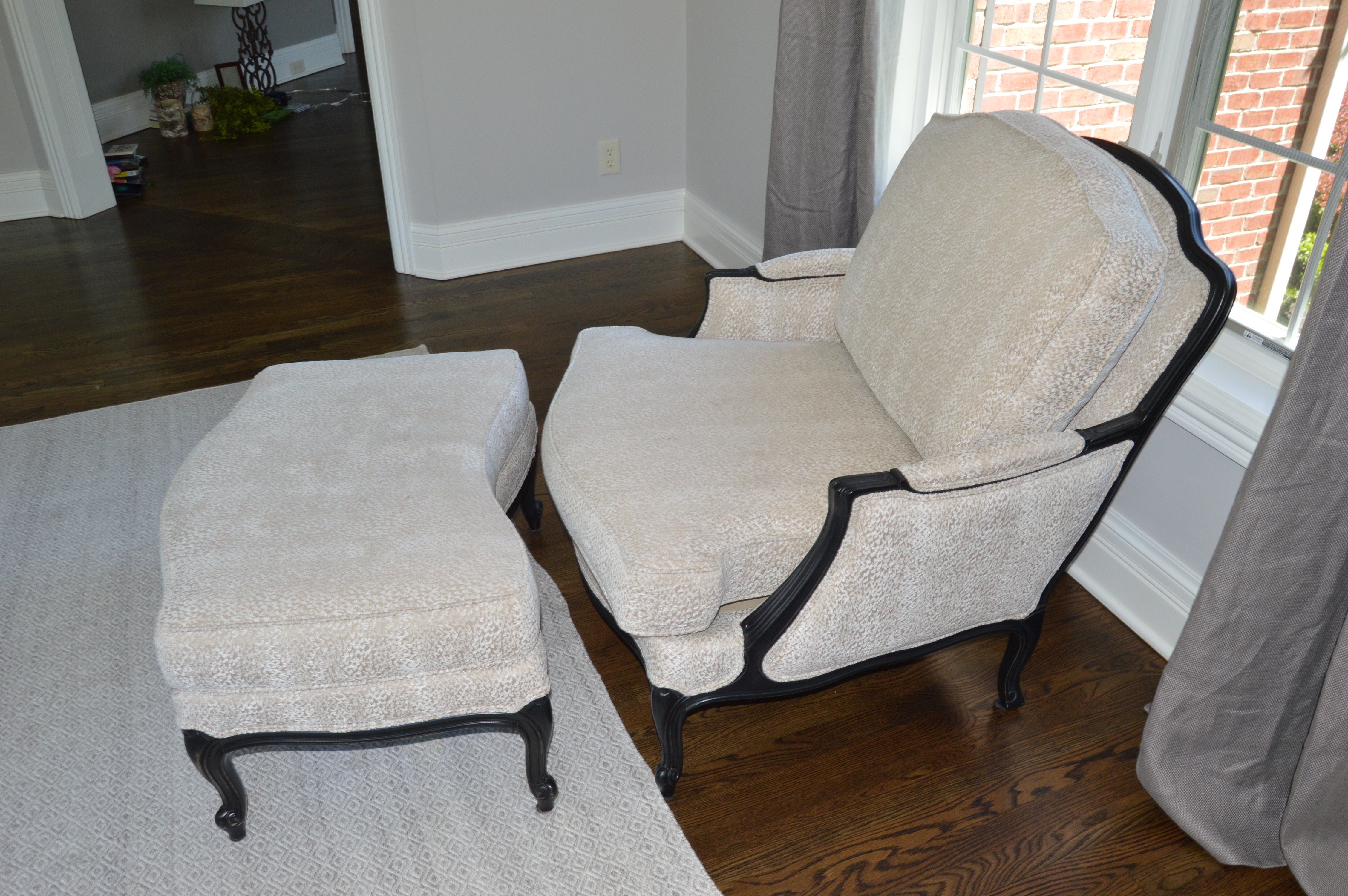 "Versailles" Chair and Ottoman by Ethan Allen