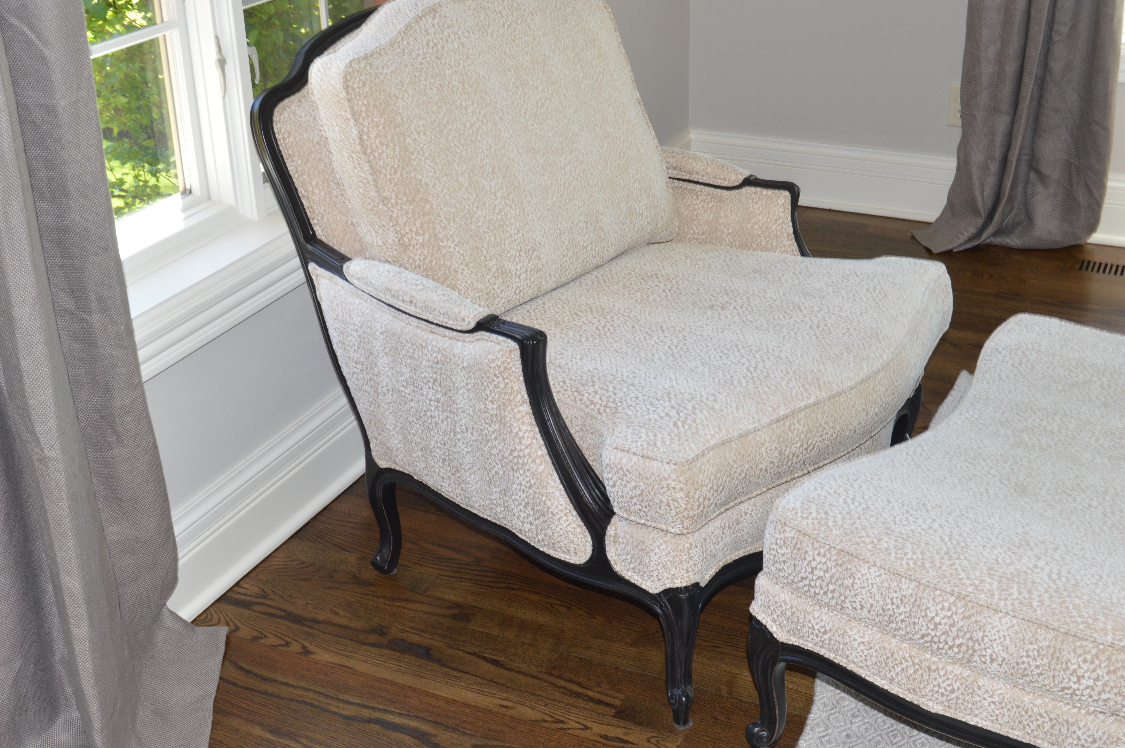 "Versailles" Chair and Ottoman by Ethan Allen