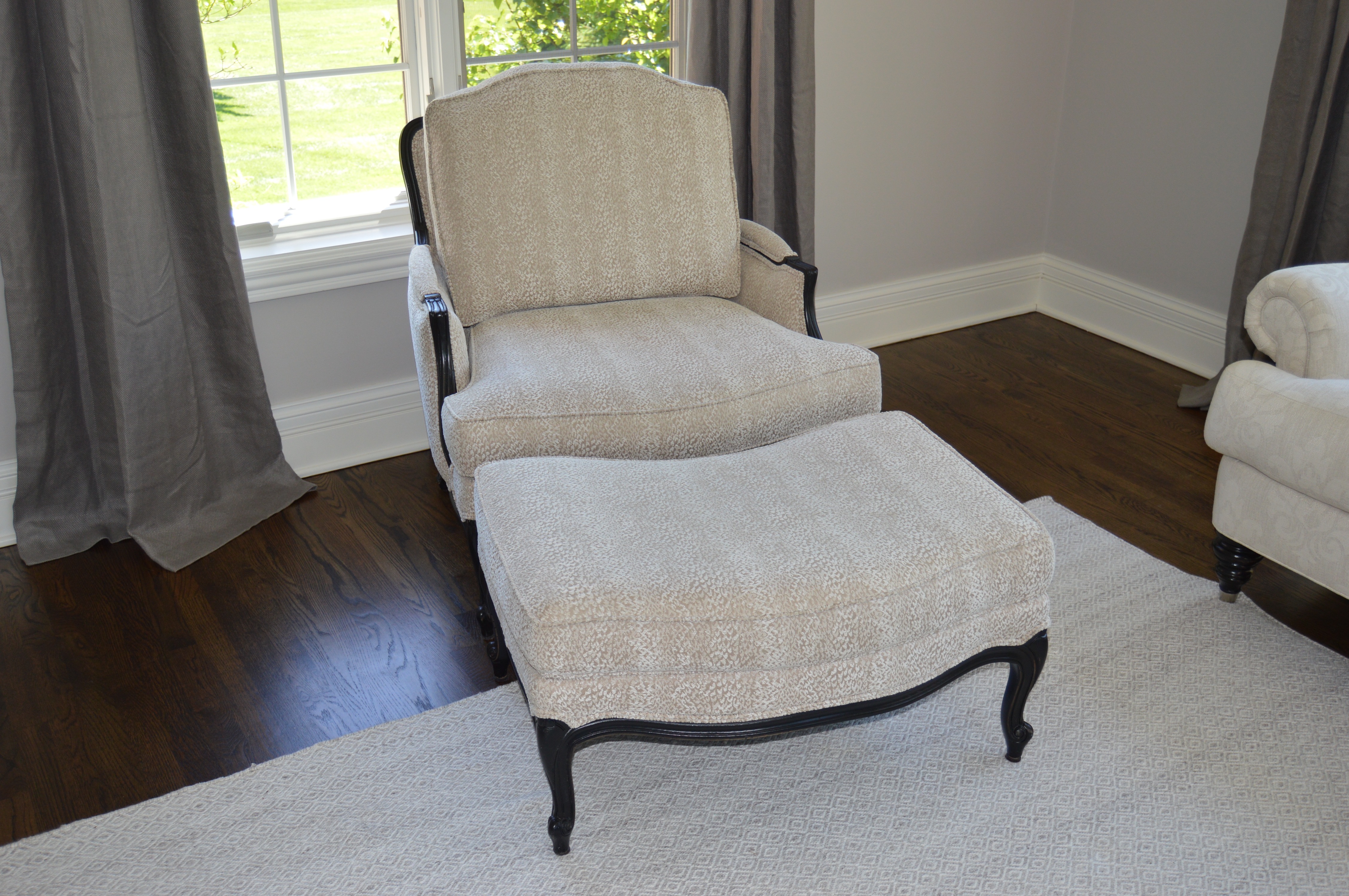 "Versailles" Chair and Ottoman by Ethan Allen