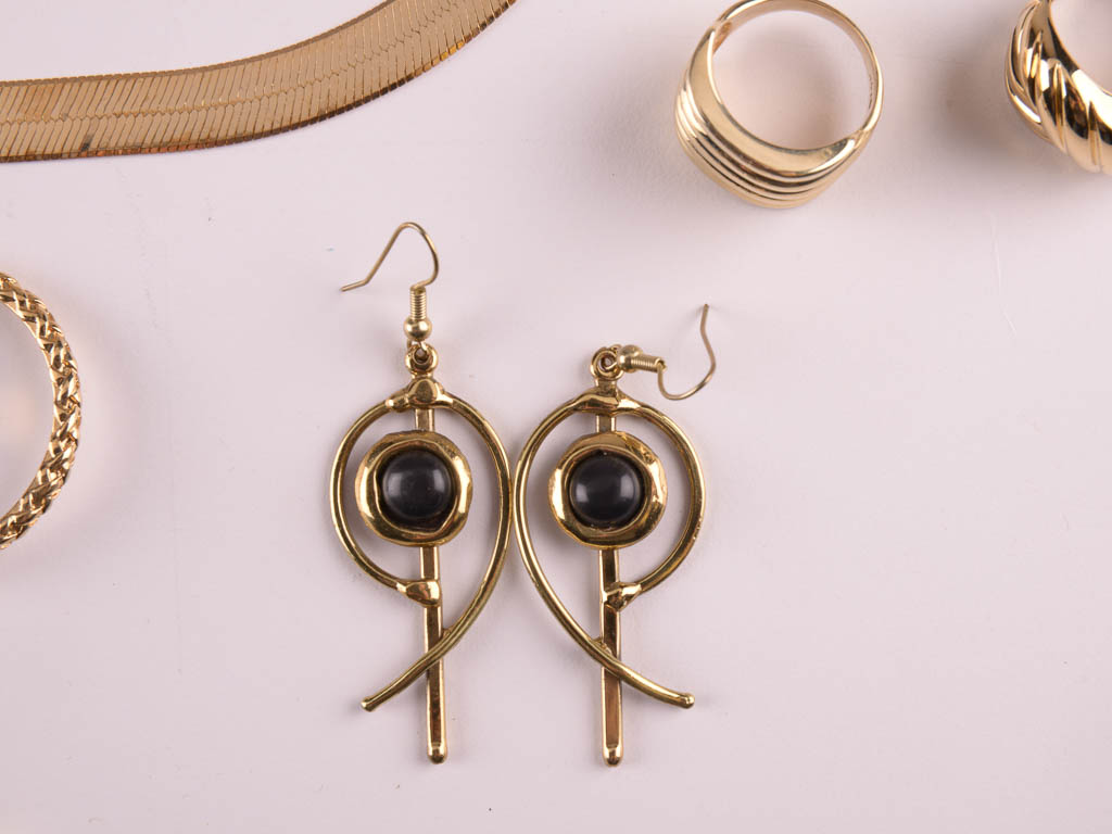 Collection of Gold and Black Costume Jewelry