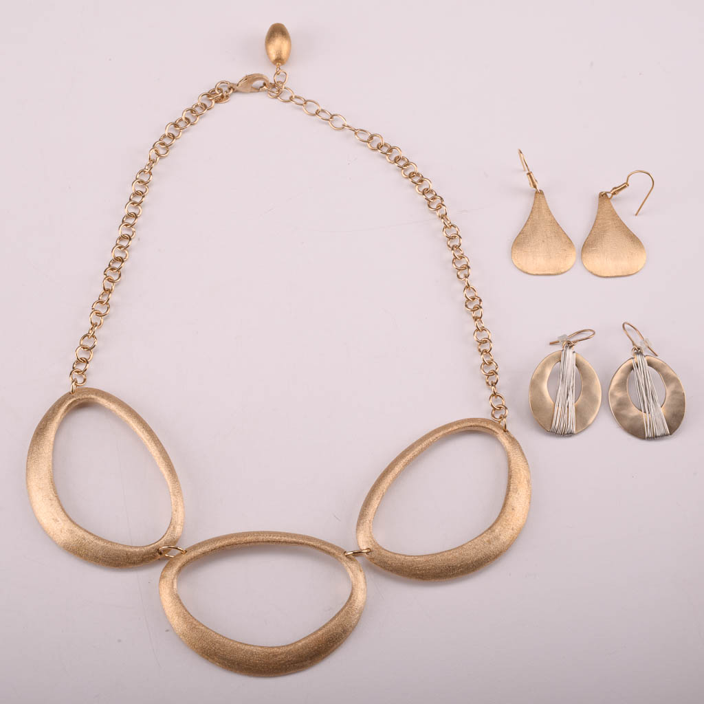 Collection of Gold and Black Costume Jewelry