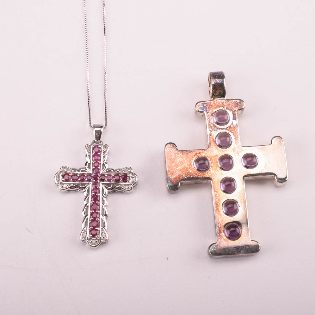 Collection of Purple and Silver Tone Fashion Jewelry