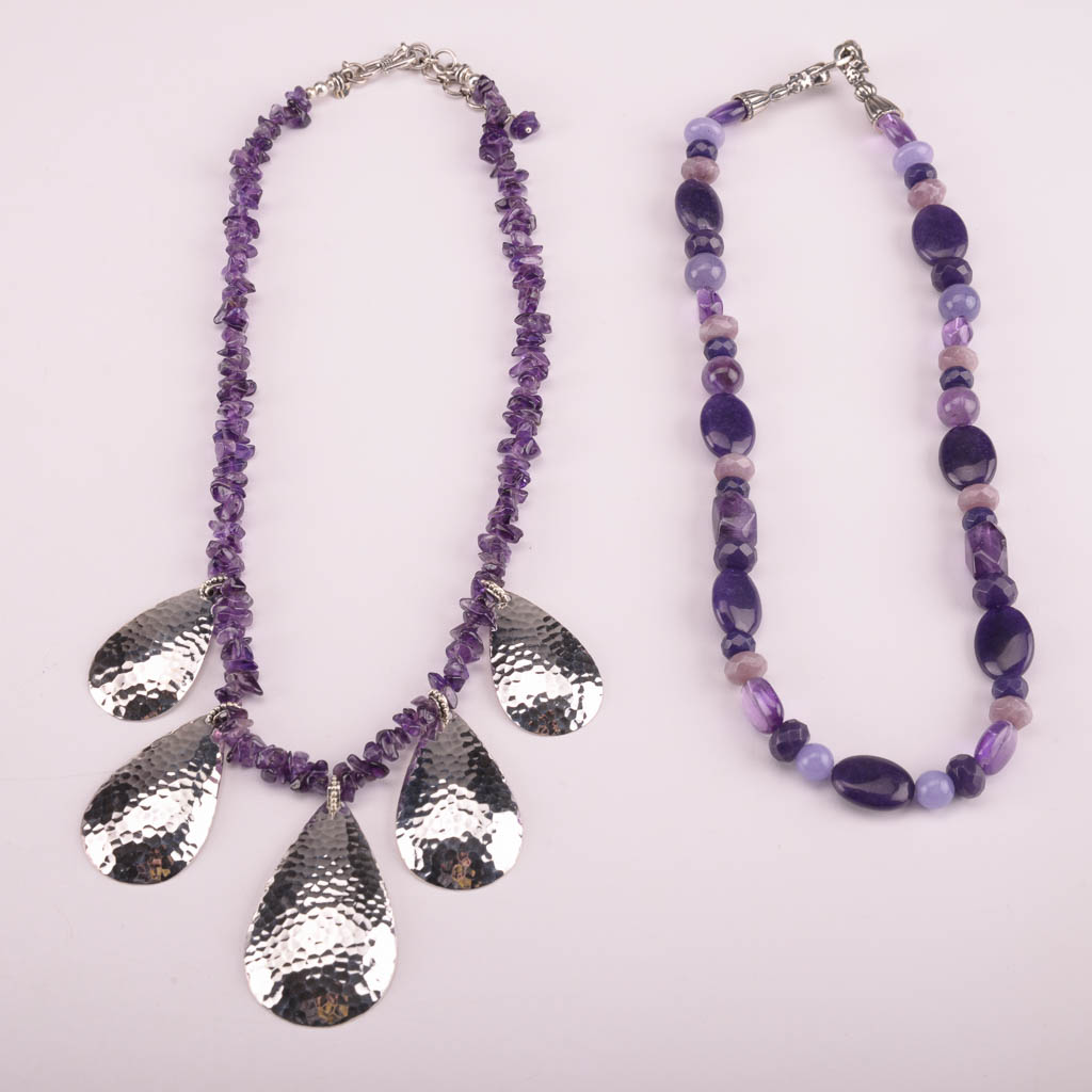 Collection of Purple and Silver Tone Fashion Jewelry